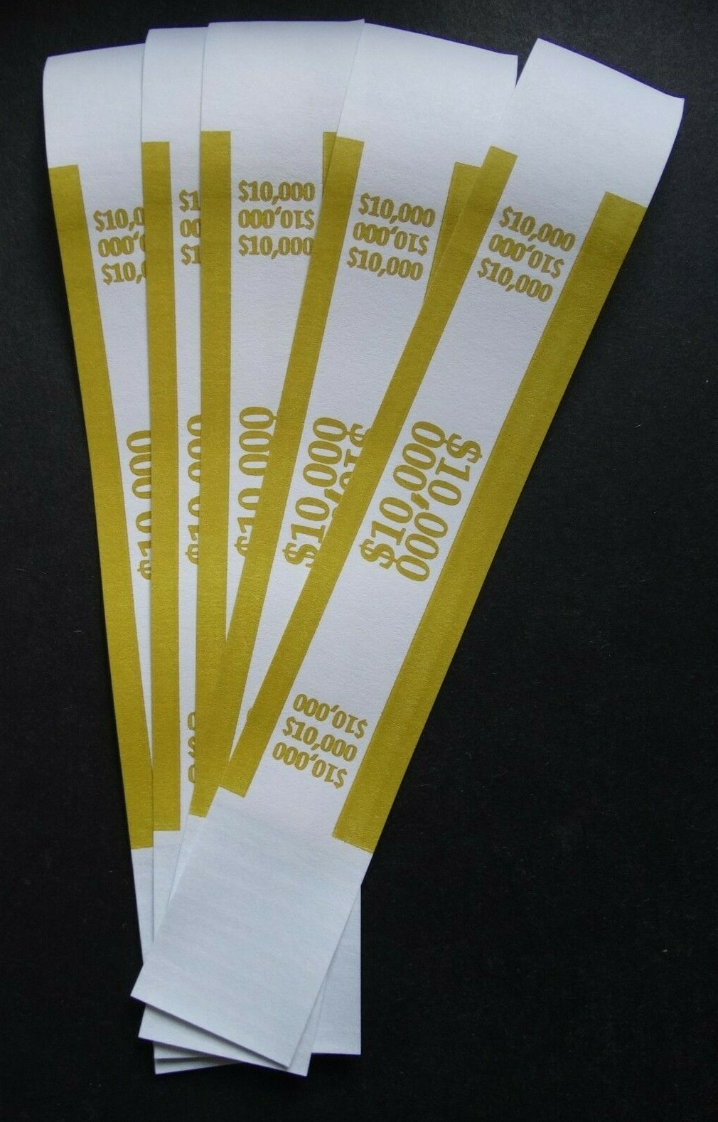 5 – Mustard $10,000 Cash Money Self-Sealing Straps Currency Bands