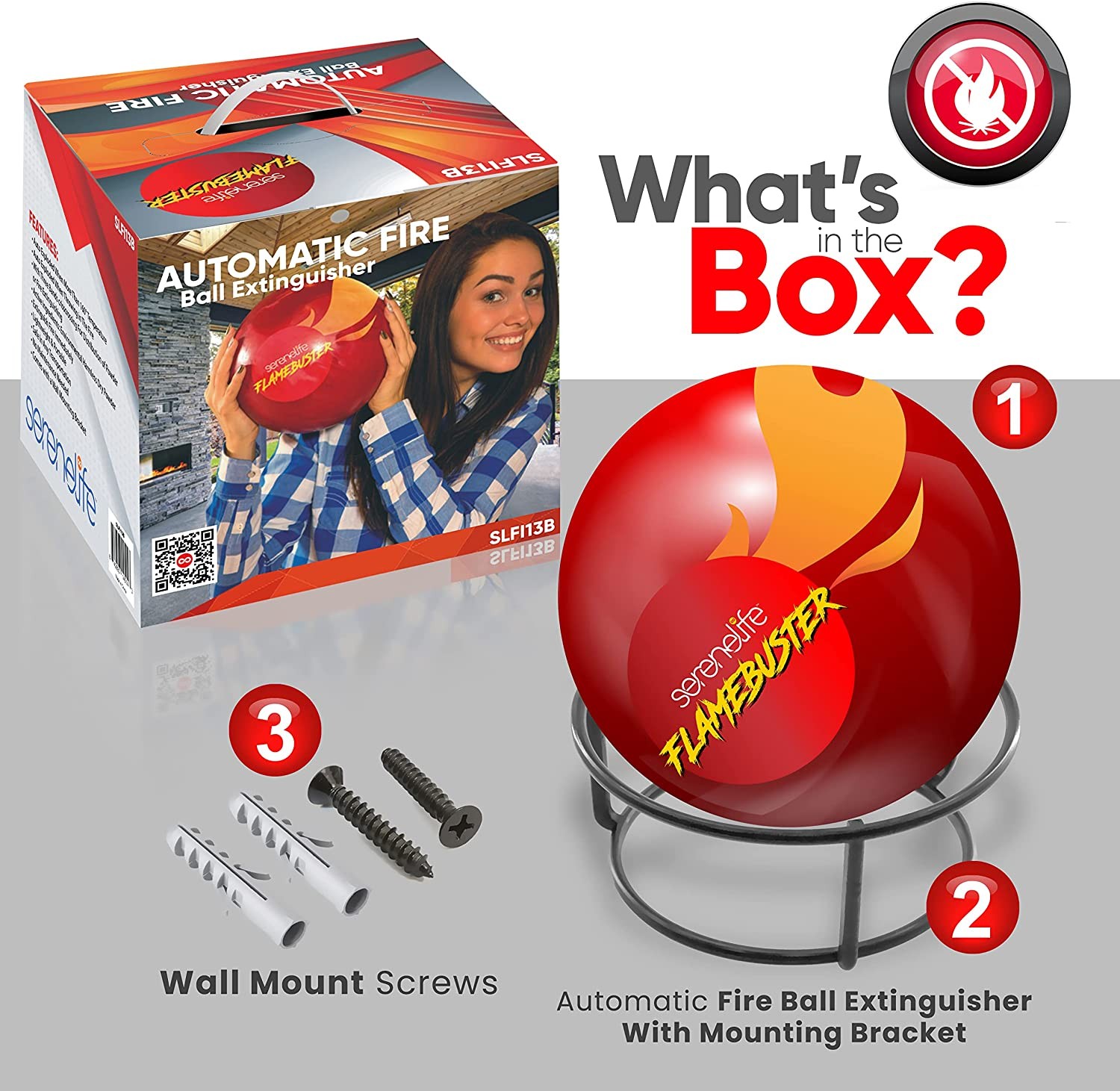 SereneLife SLFI13B Automatic Fire Ball Extinguisher