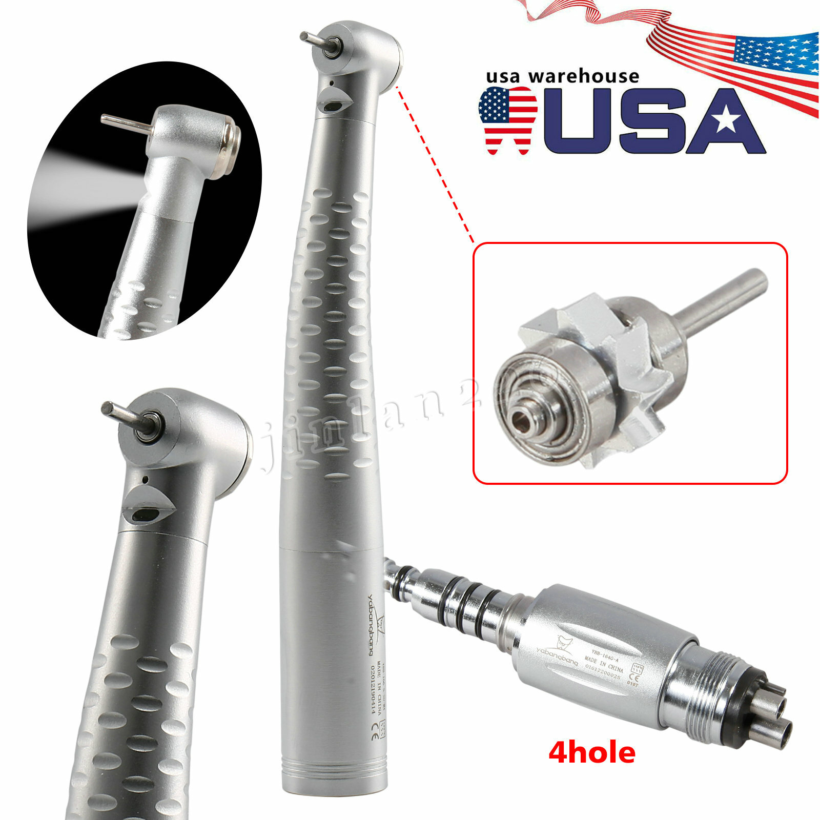 YABANGBANG Dental High Speed Turbine Fiber Optic Handpiece fit KaVo Coupler 4/6H