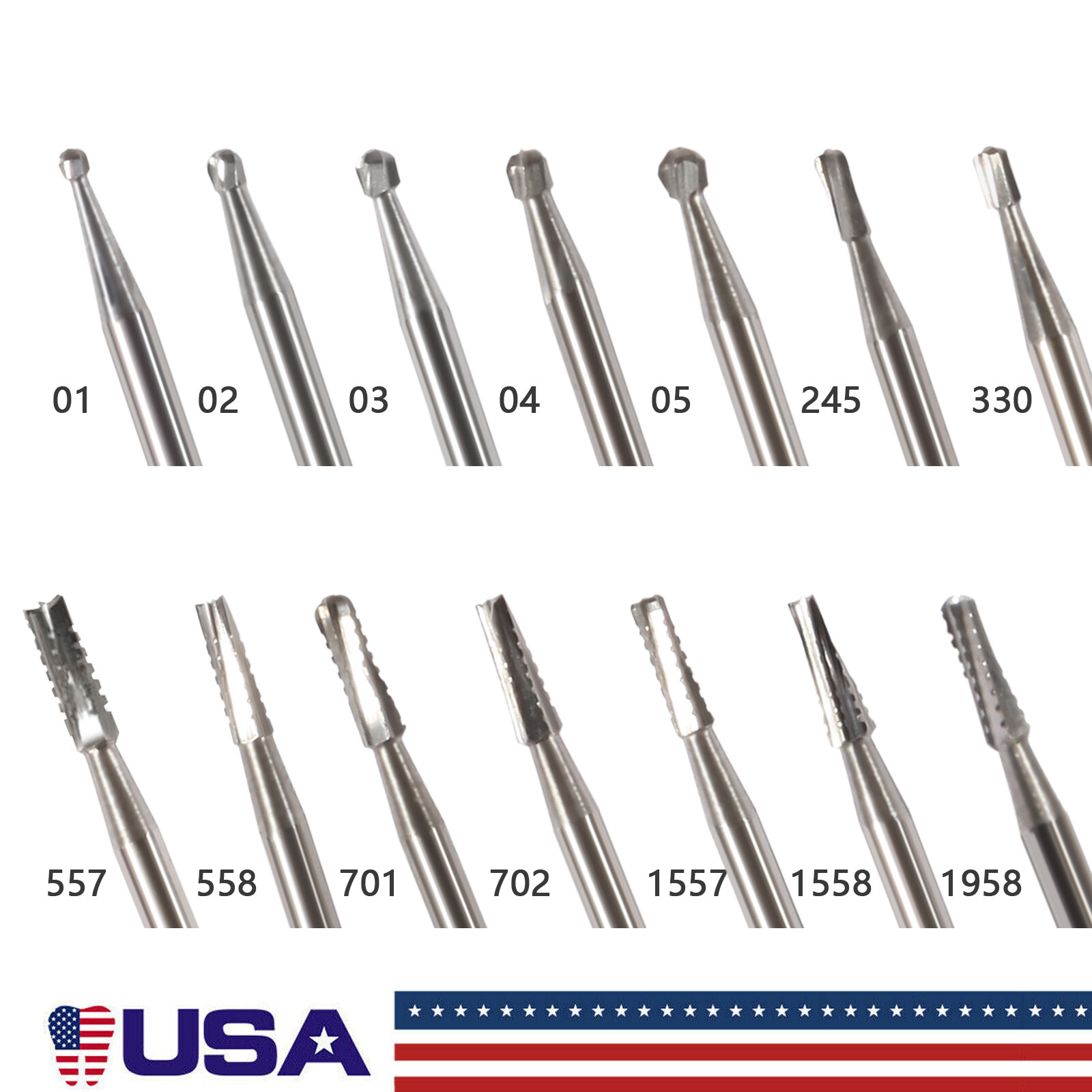 10pcs/pk Dental Carbide Burs for High Speed Handpiece Pear Bur 19mm FG Shank
