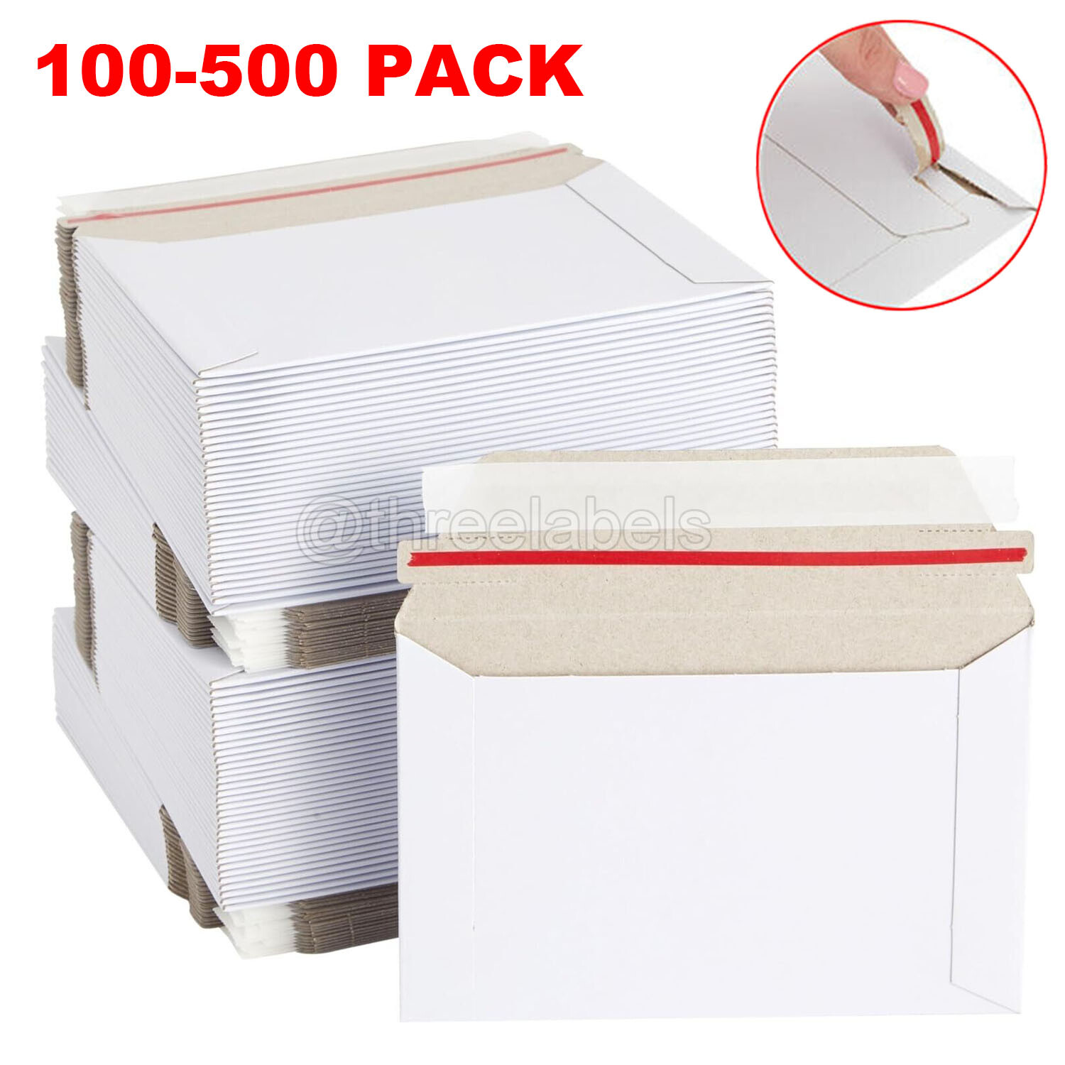 25 – 500 Pack 6.5×4.5 Rigid Mailers Self Sealing Flap, Bulk Cardboard Envelopes