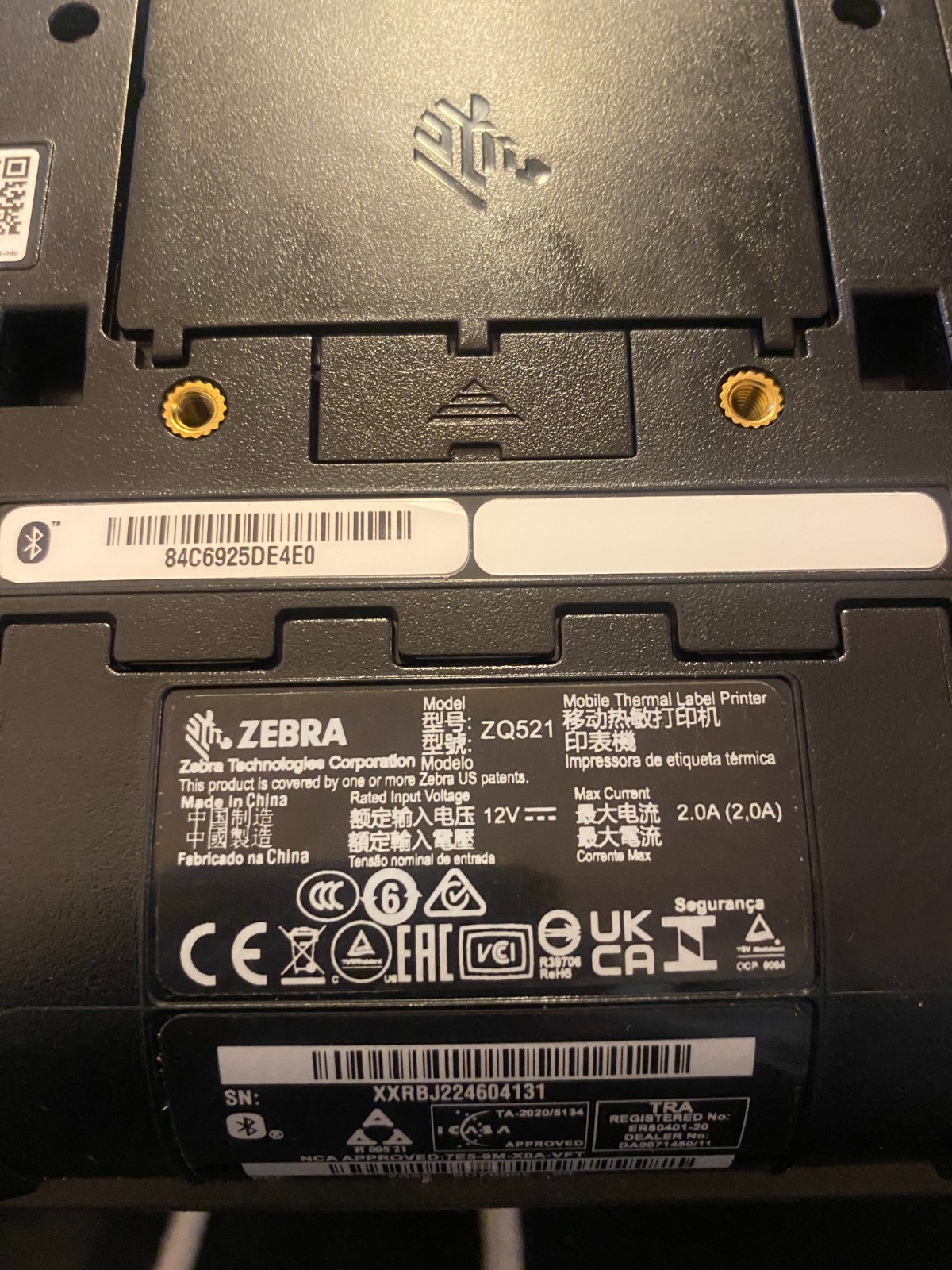 Zebra ZQ521 Mobile Printer (ZQ52-BUE000E) Bluetooth – Tested w/ Battery & Bag