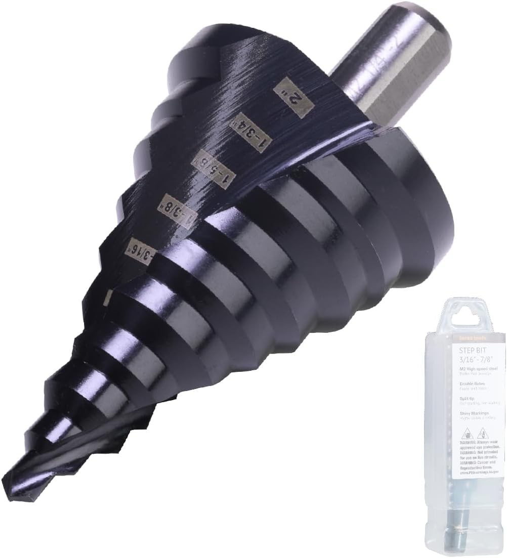 Step Drill Bit 1/4 to 2 Inch M2 HSS Spiral Double Fluted Hole Drilling Stainless
