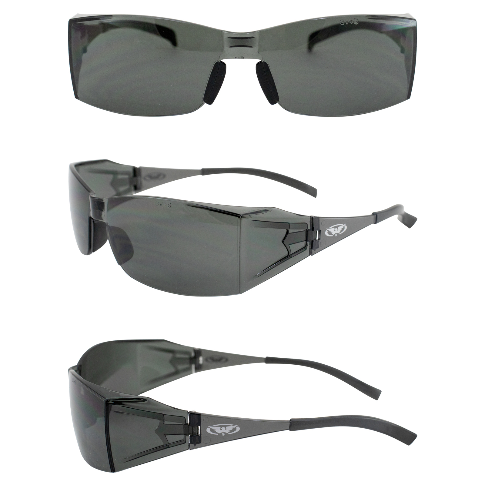 GLOBAL VISION EYE-Q SAFETY GLASSES SIDE SHIELD SHATTERPROOF UV400 SMOKE