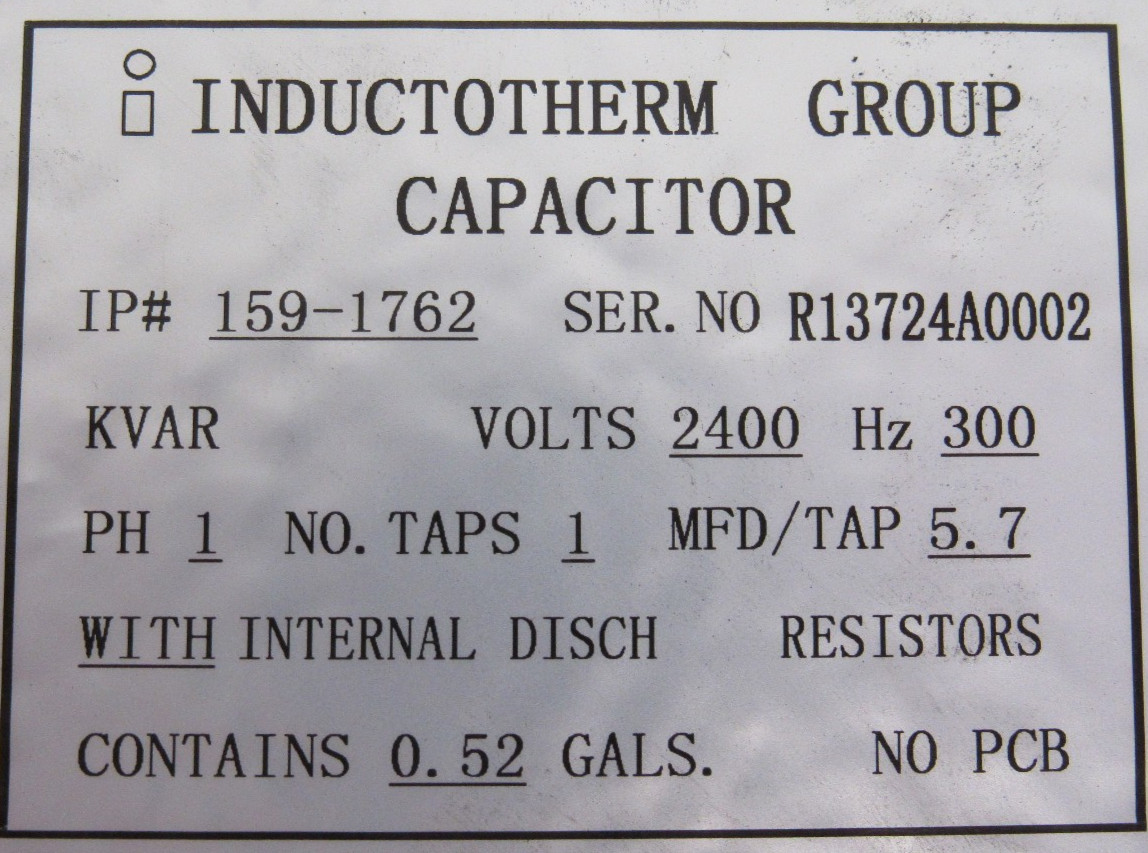 NEW INDUCTOTHERM GROUP IP 159-1762 INDUSTRIAL CAPACITOR IP1591762