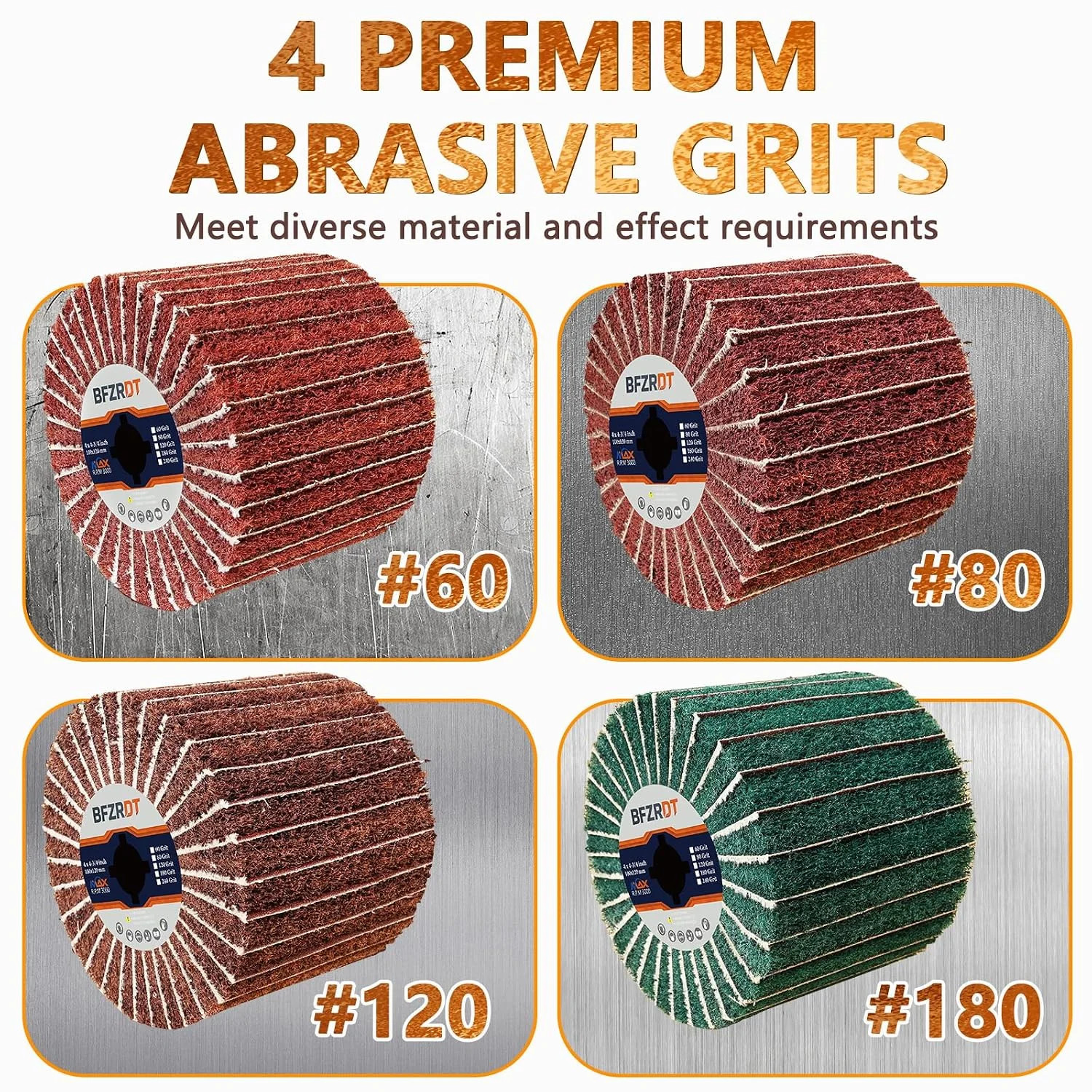 4 Pcs Non-Woven Wheel Surface Conditioning Tool, 4.7″x 4″ Burnishing Drums | 60