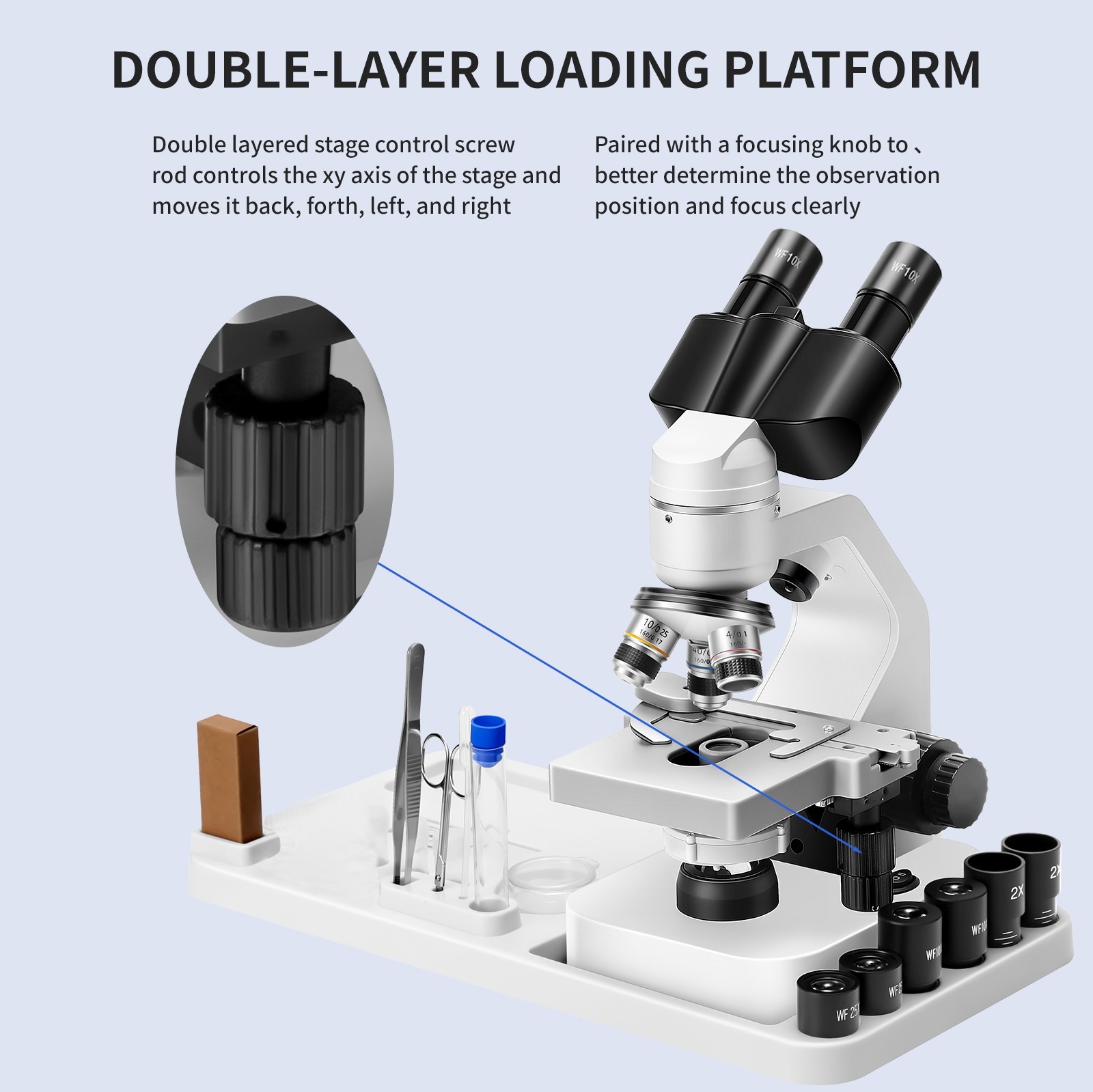 Factory price: 2000x LED school student binocular biological microscope with wir