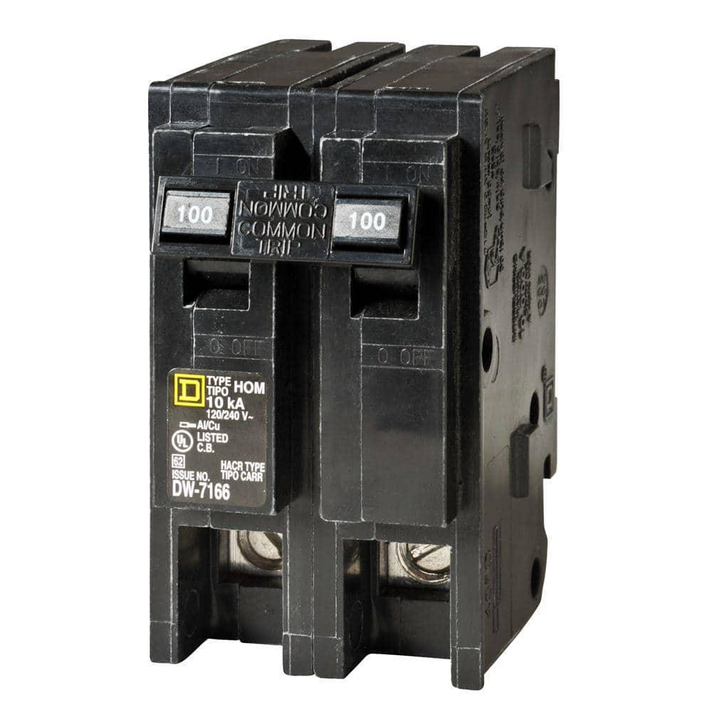 Homeline 100 Amp 2-Pole Main Circuit Breaker Easy To Install Plug-On HOM2100C
