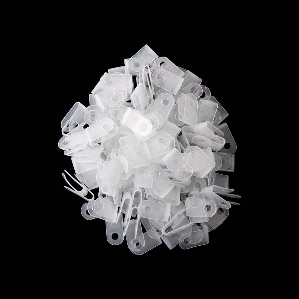 100PCS White R-Type Cable Clamps Nylon Hose Electrical Wire P Clips