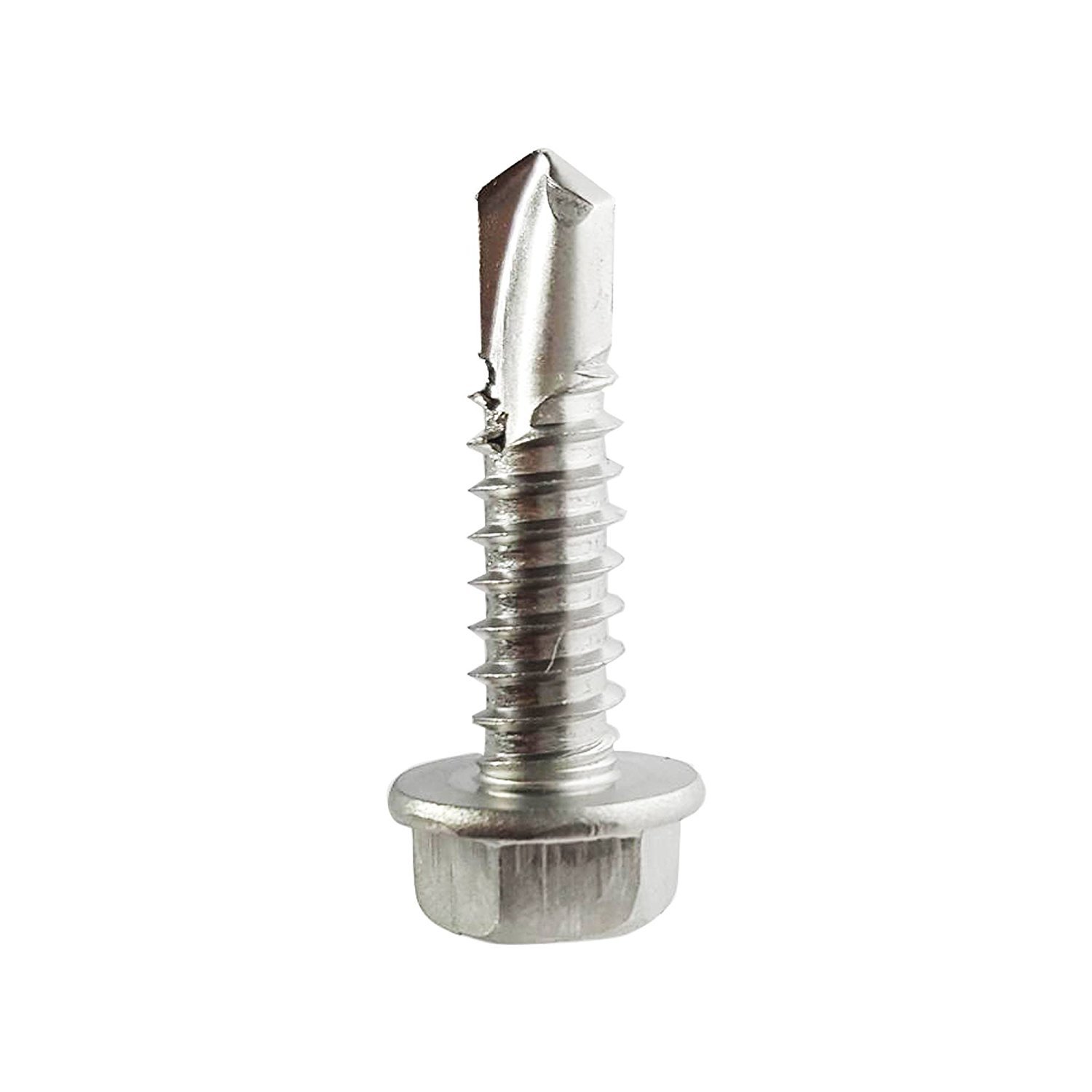 #12 x 2-1/2″ Hex Head Self Drilling Metal Tek Screws Stainless Steel Qty 500