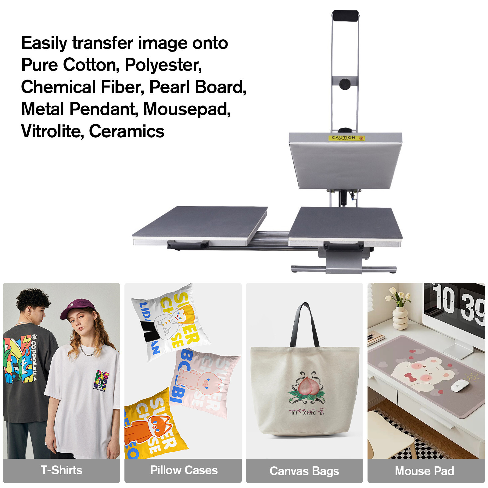 24″x16″ Aluminum Semi-auto Open w 2 Platen Heat Press Machine for Commercial Use