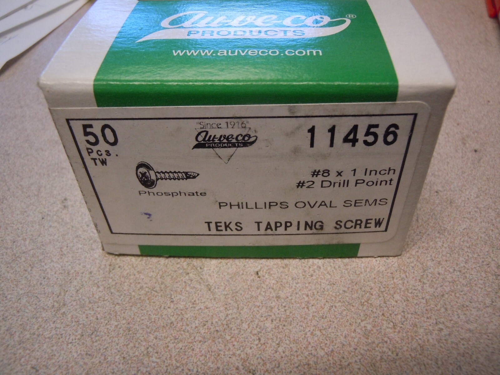 AUVECO 11456 #8-18 X 1 PHIL OVAL CTRSK WASH SEMS TEK – PHOS QTY 50