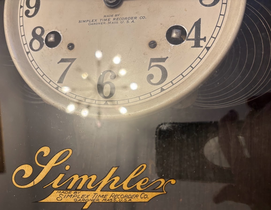 Simplex Time Recorder Clock antique for repair or parts wood no key local only