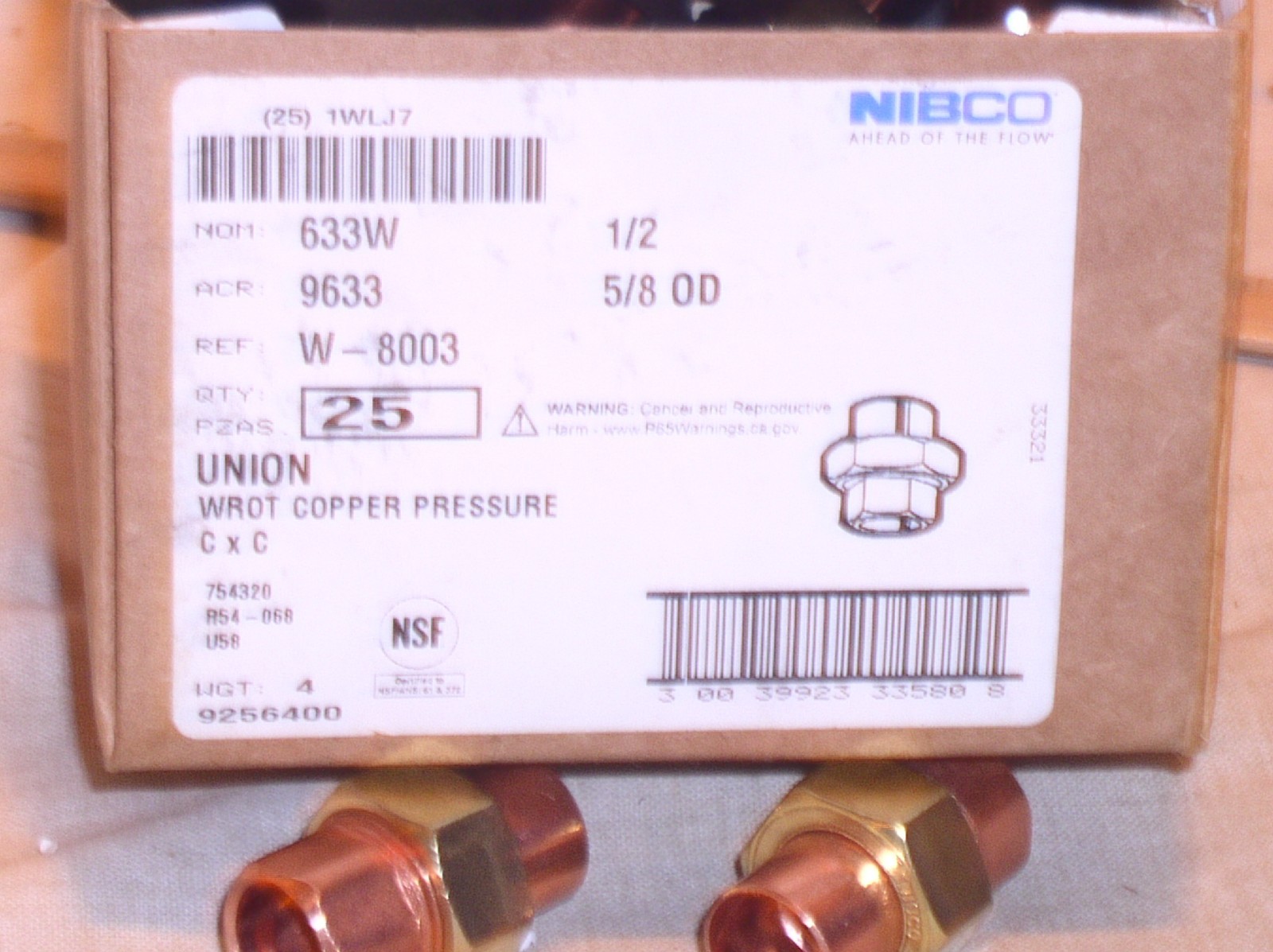 2 NEW NIBCO 1WLJ7 1/2” INCH WROT COPPER UNION SWEAT SOLDER FITTING FREE SHIP