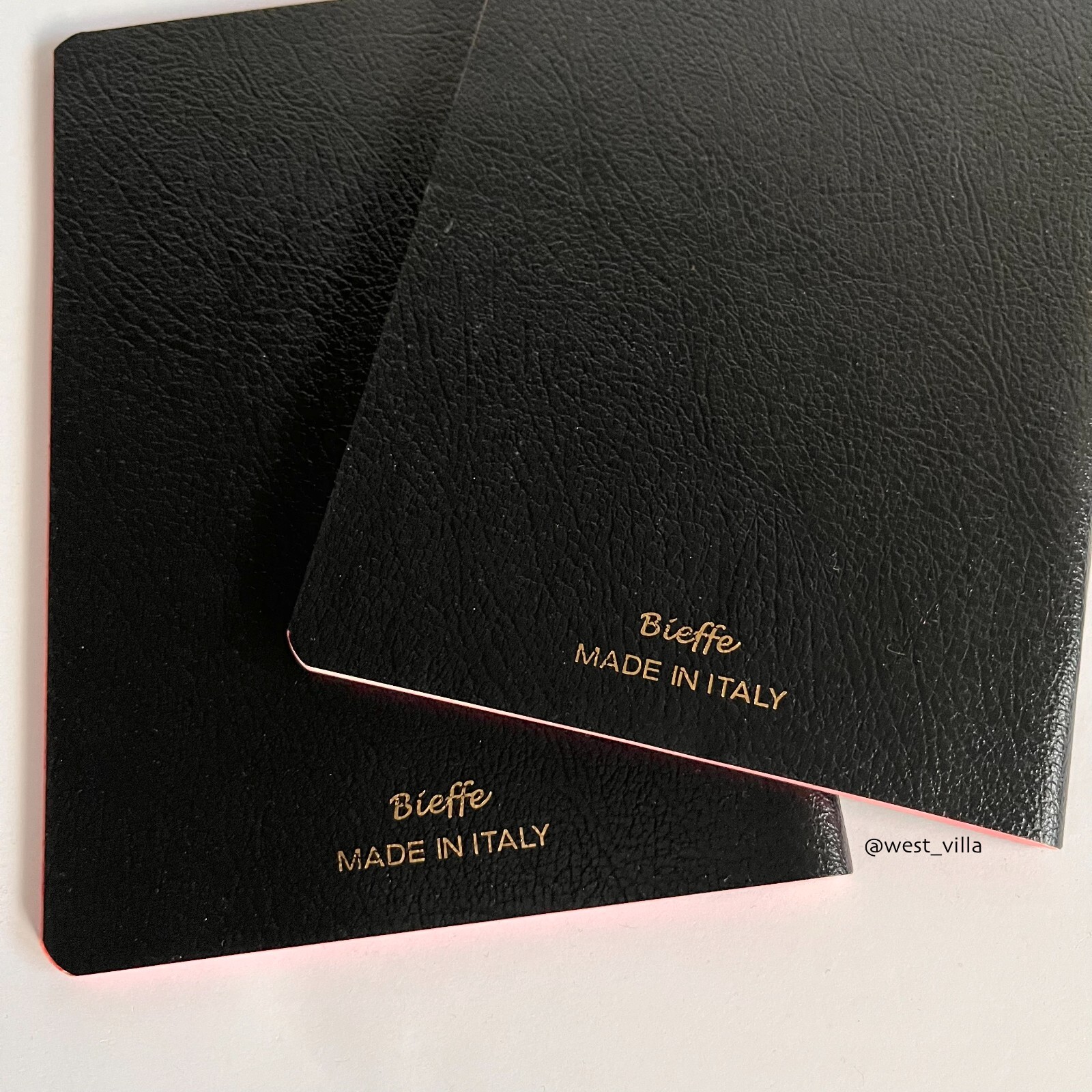 2 Bieffe Leather Notebooks Lined Exercise Book Journals Stationery Black