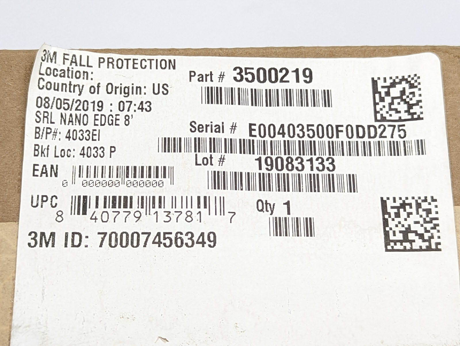 DBI SALA 3500219 NANO LOK EDGE QUICK CONNECT SELF RETRACTING LIFELINE 8 ft *NEW*