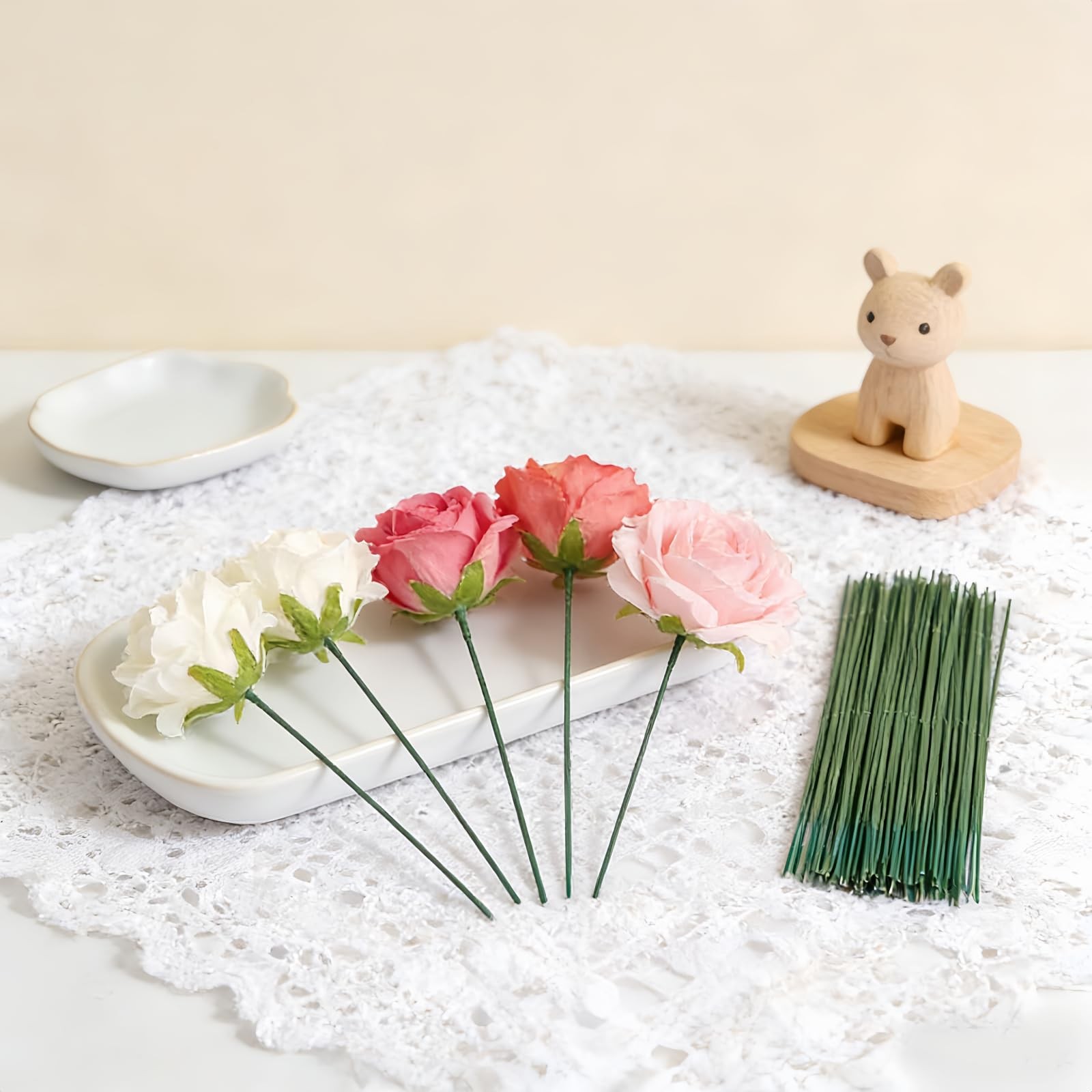 Green Flexible Craft Wire 100 Counts 14 Gauge (2mm) Floral Stem Wire with Unc…