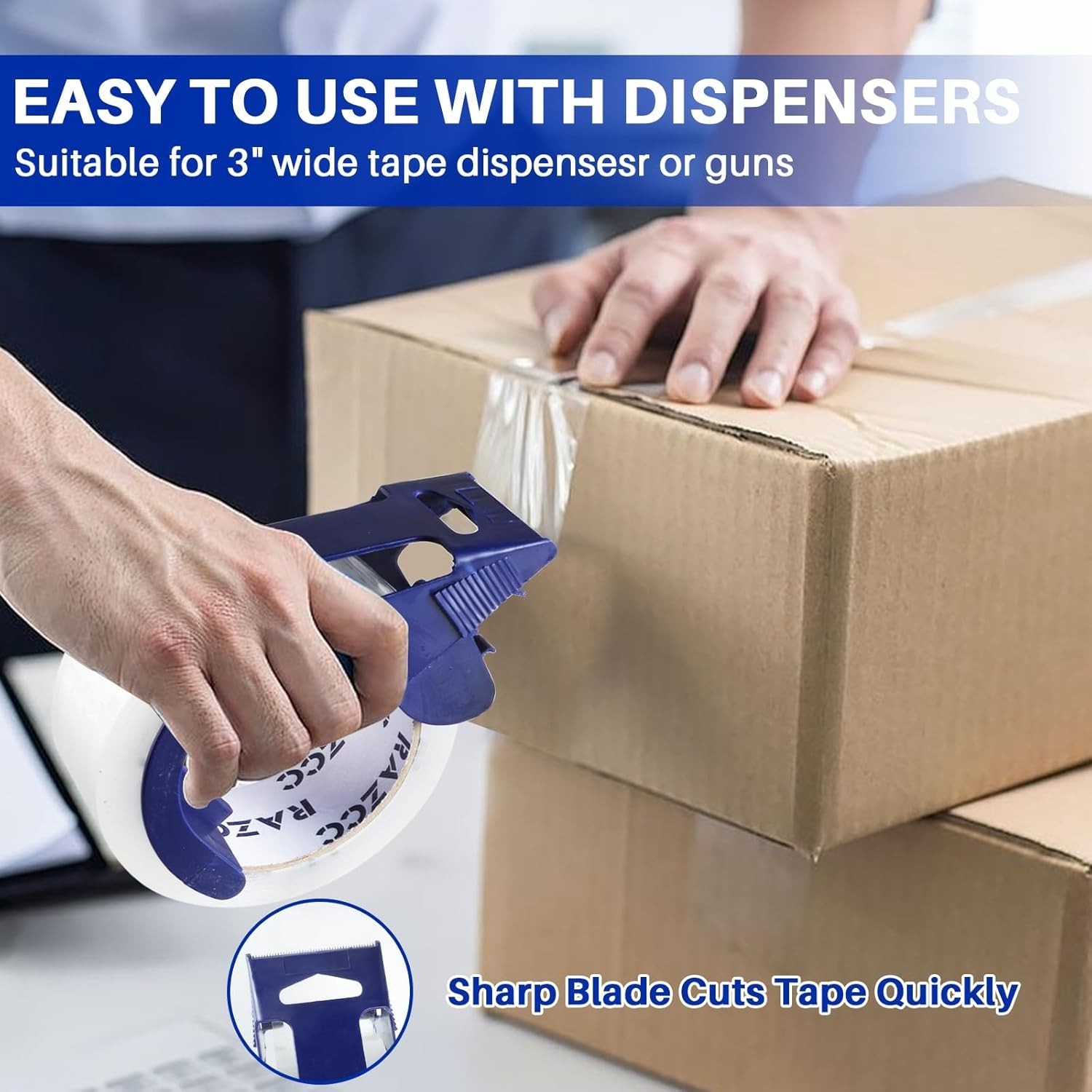 Clear Packing Tape, 12 Rolls Heavy Duty Packaging Tape with Dispensers for Pa…
