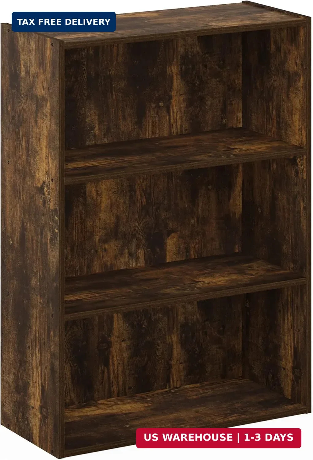 PASIR Book Shelf, 3-Tier Bookshelf, Storage Shelves Bookcase, 9.7 x 23.7 x 31.5,