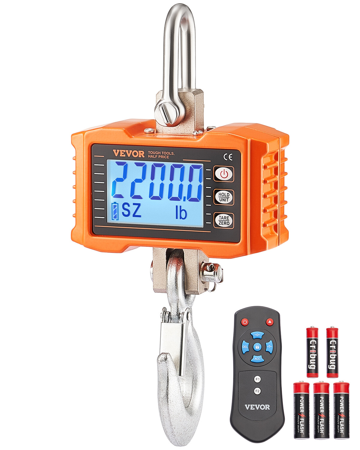 Hanging Scale 2200 lbs/1000 kg Digital Crane Scale Heavy Duty w/LCD Display