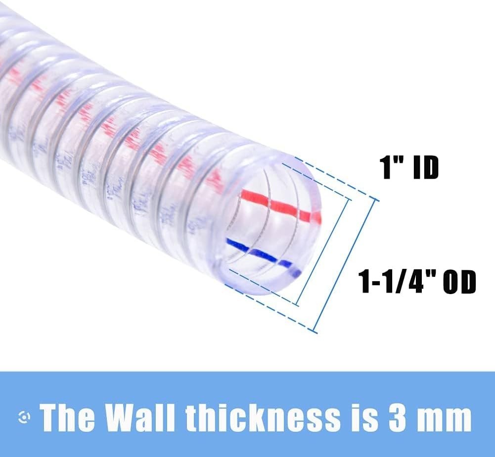 1.3 FT Flexible Steel Wire Suction Hose – 1″ ID, High Pressure & Durable Design