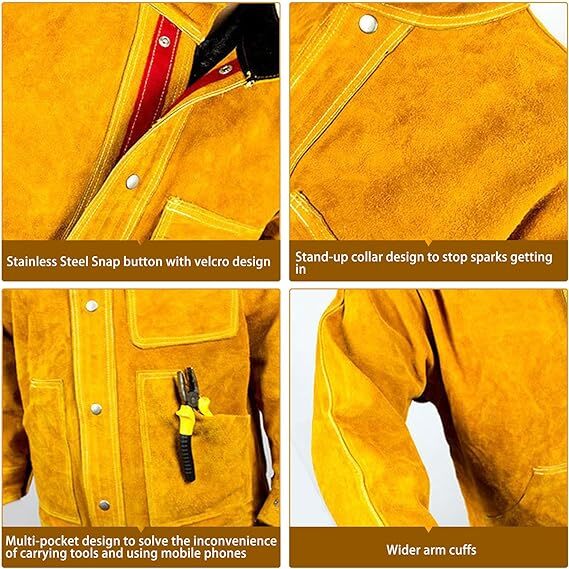 Leather Welding Work Jacket Split Welder Jacket Clothes For Men Women XXXL Size