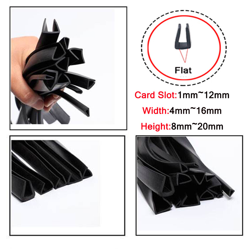Rubber Sealing Strip with Flat Corner Grooves and U-Shap Impact Insulation Black
