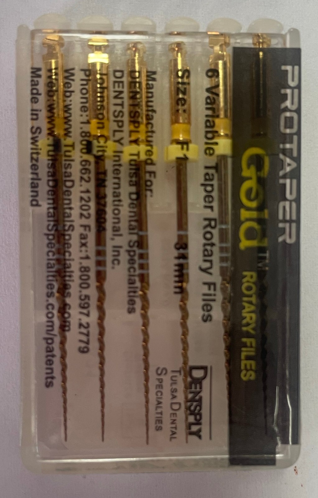 Dentsply ProTaper Gold Nickel Titanium Rotary Files F1 F2 F3 S1 S2 SX-F3 SX19