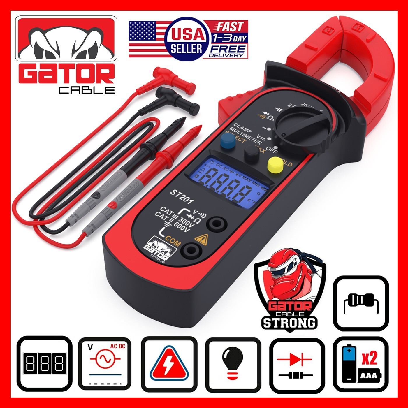 Digital Multimeter Amp Clamp AC DC Voltmeter Ammeter Ohmmeter Volt Tester Meter