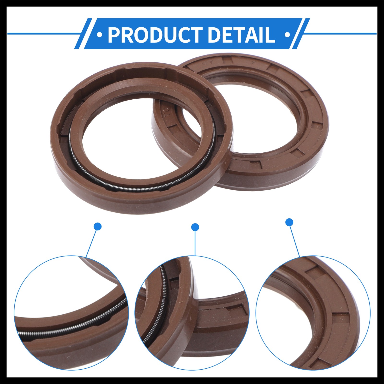 Oil Seal Seal Ring Rotary Shaft Seal FKM Rubber 32x47x7mm Brown 2Pcs