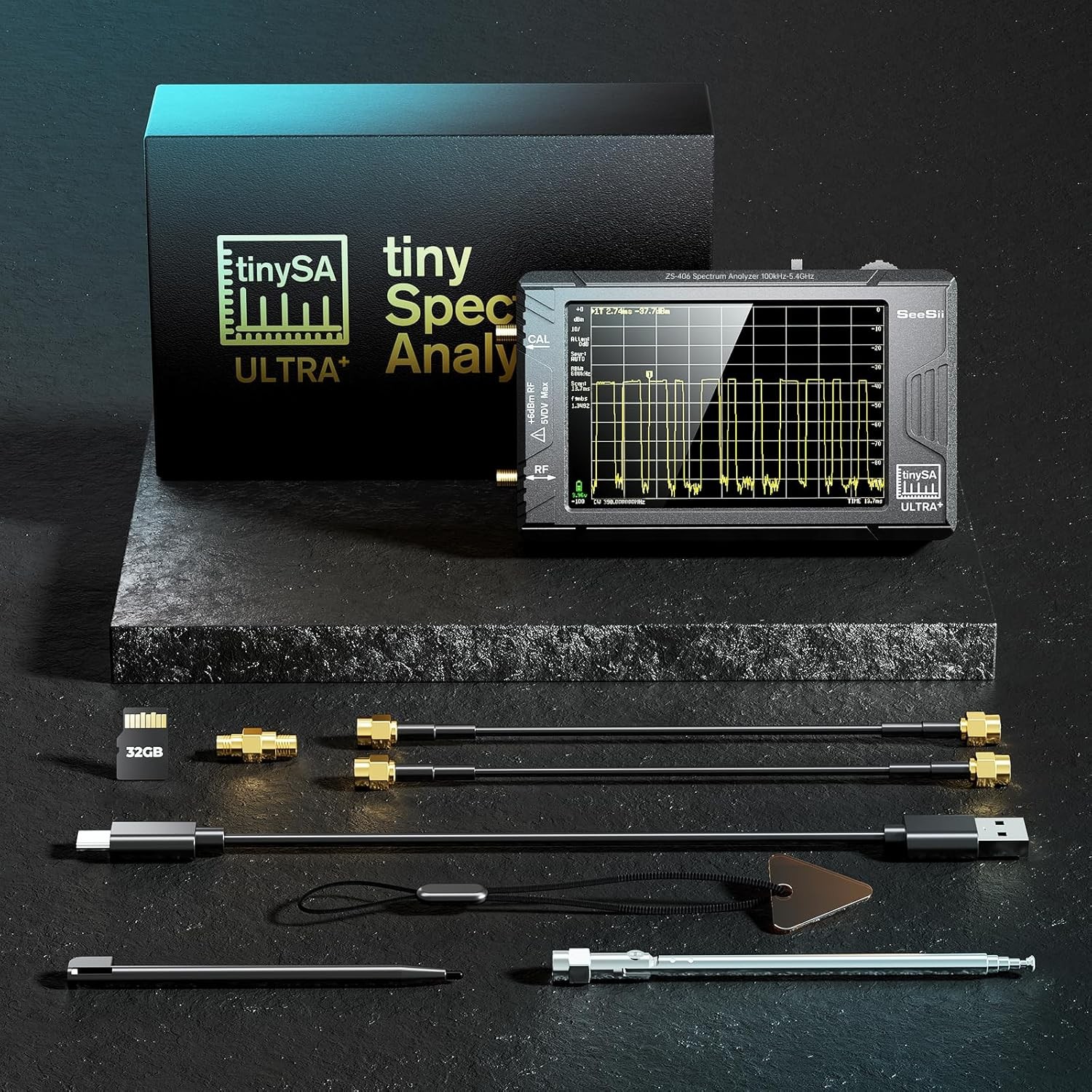 100kHz-5.4GHz TinySA Frequency Spectrum 2 in 1 Signal Generator & 50W Attenuator