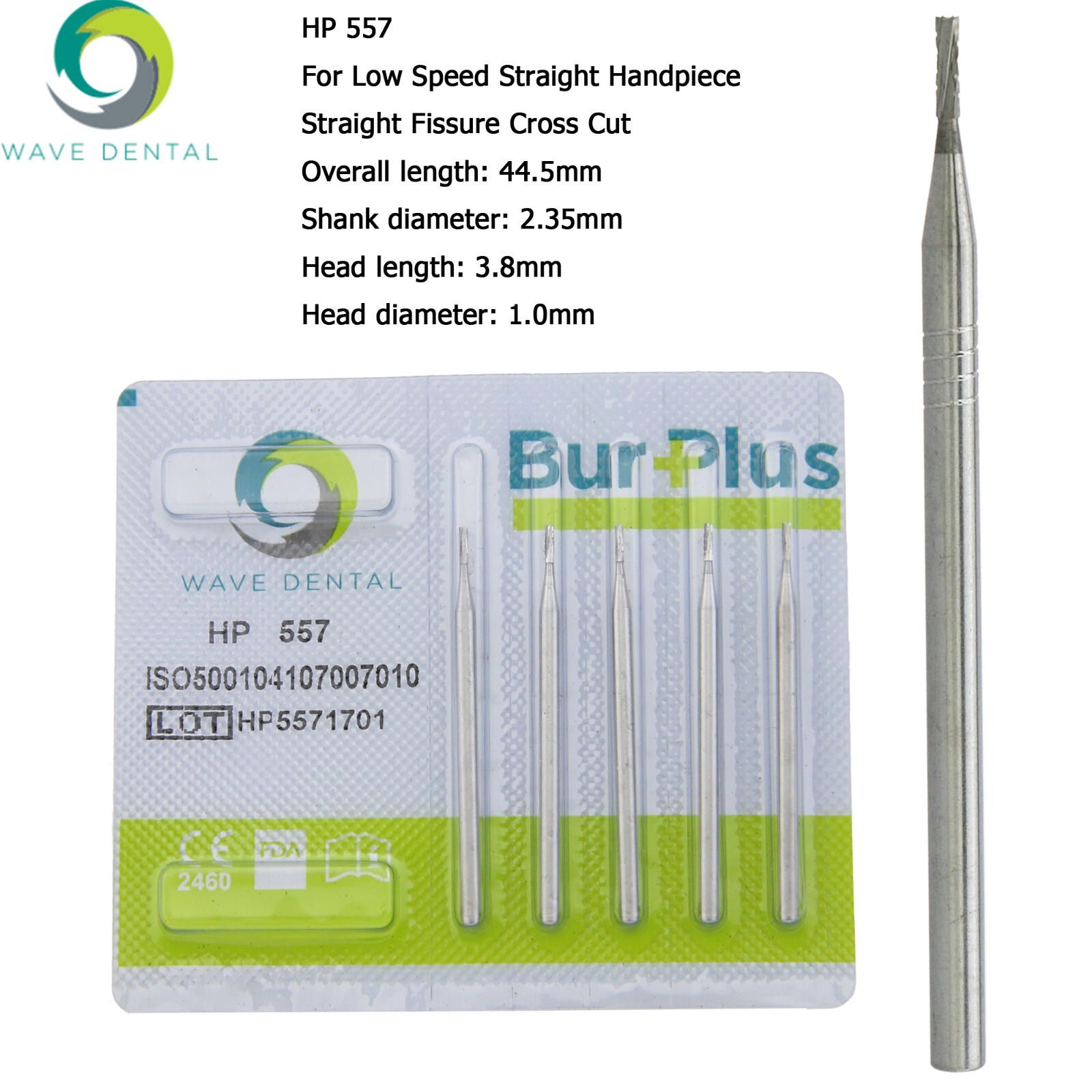 Wave Dental Carbide Burs HP 2 8 557 703L Round For Slow Speed Straight Handpiece