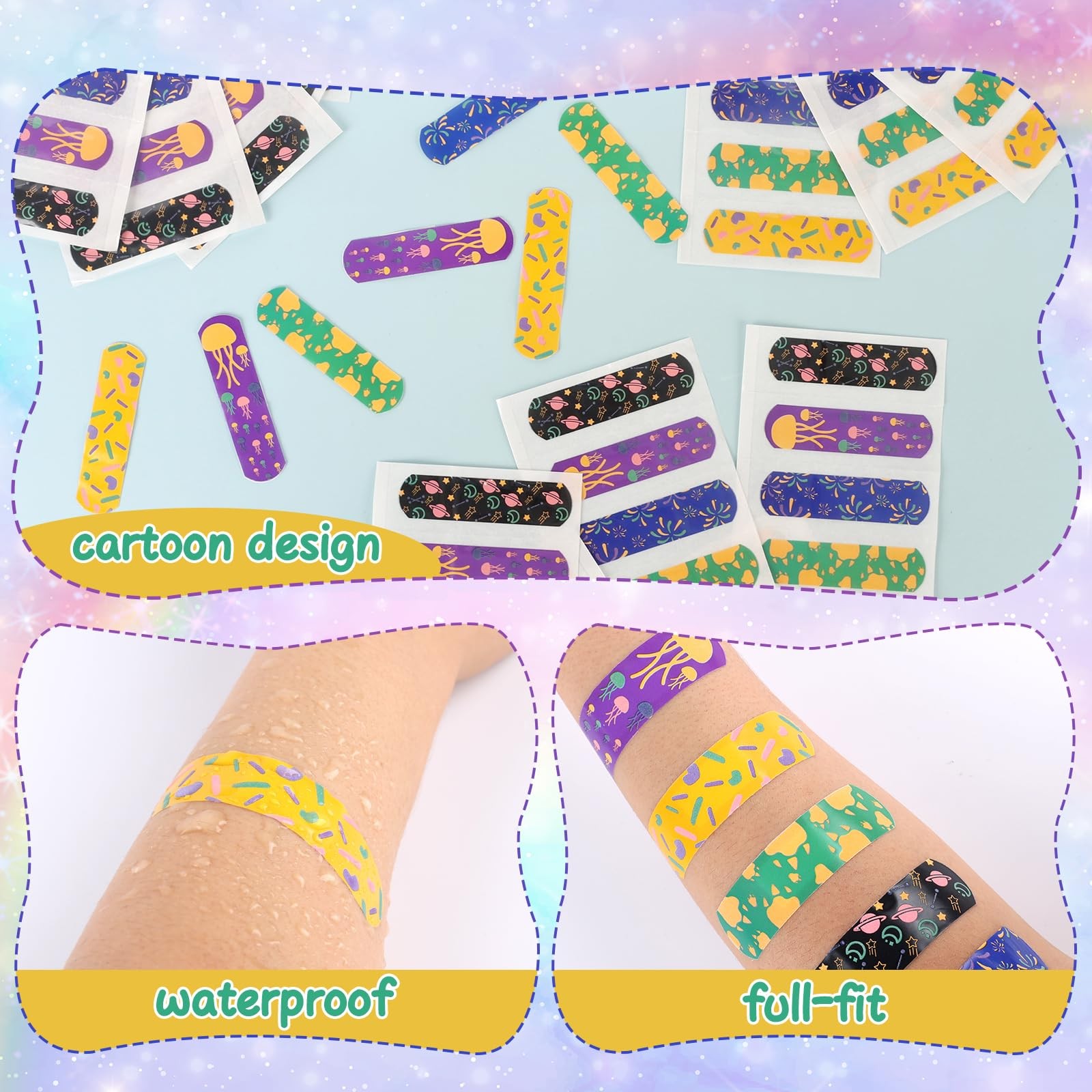 50 Count Kids Bandaids, Glow in The Dark & 50 Count, Assorted Patterns