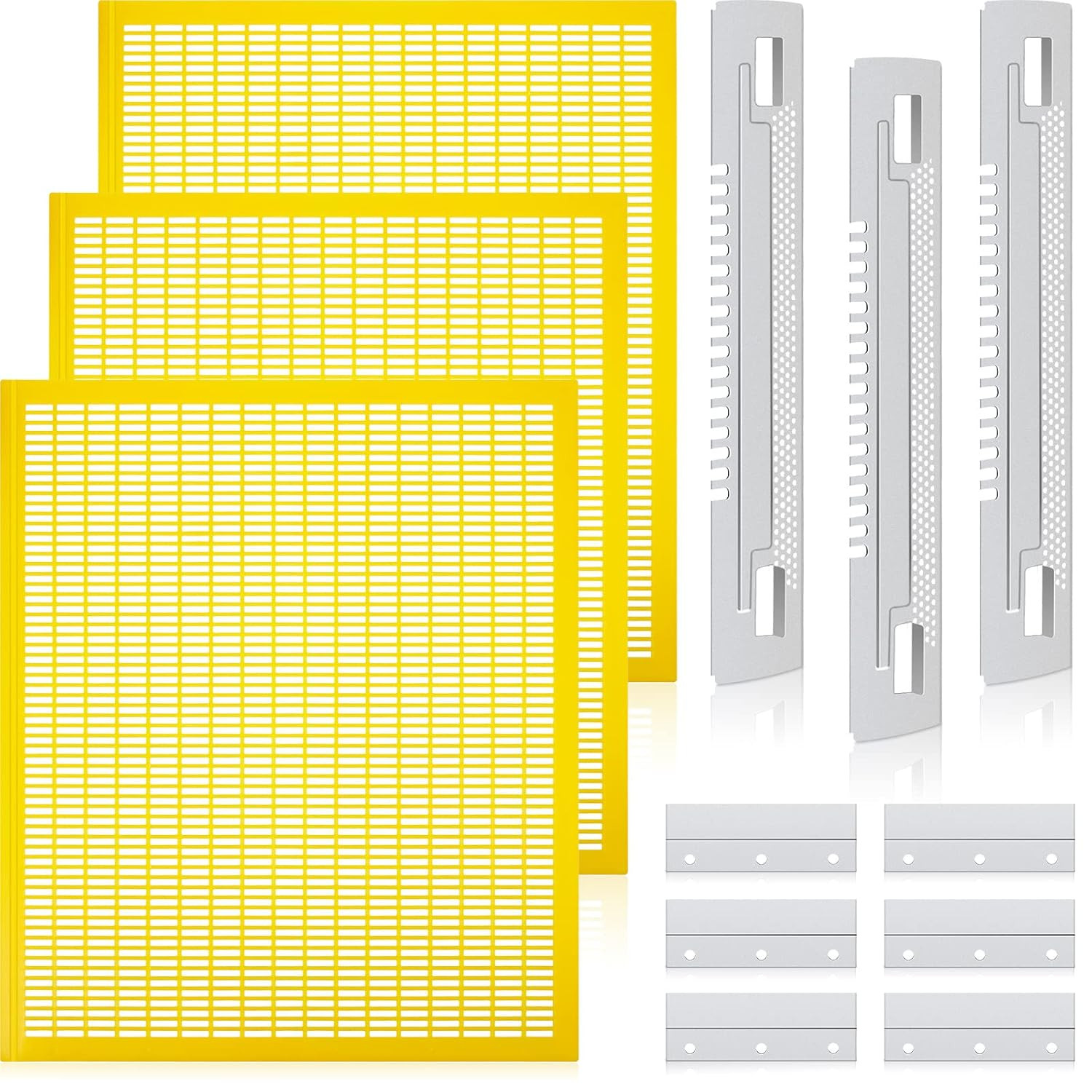6-Piece Plastic Queen Excluder Set for 10 Frame Beehives – Yellow