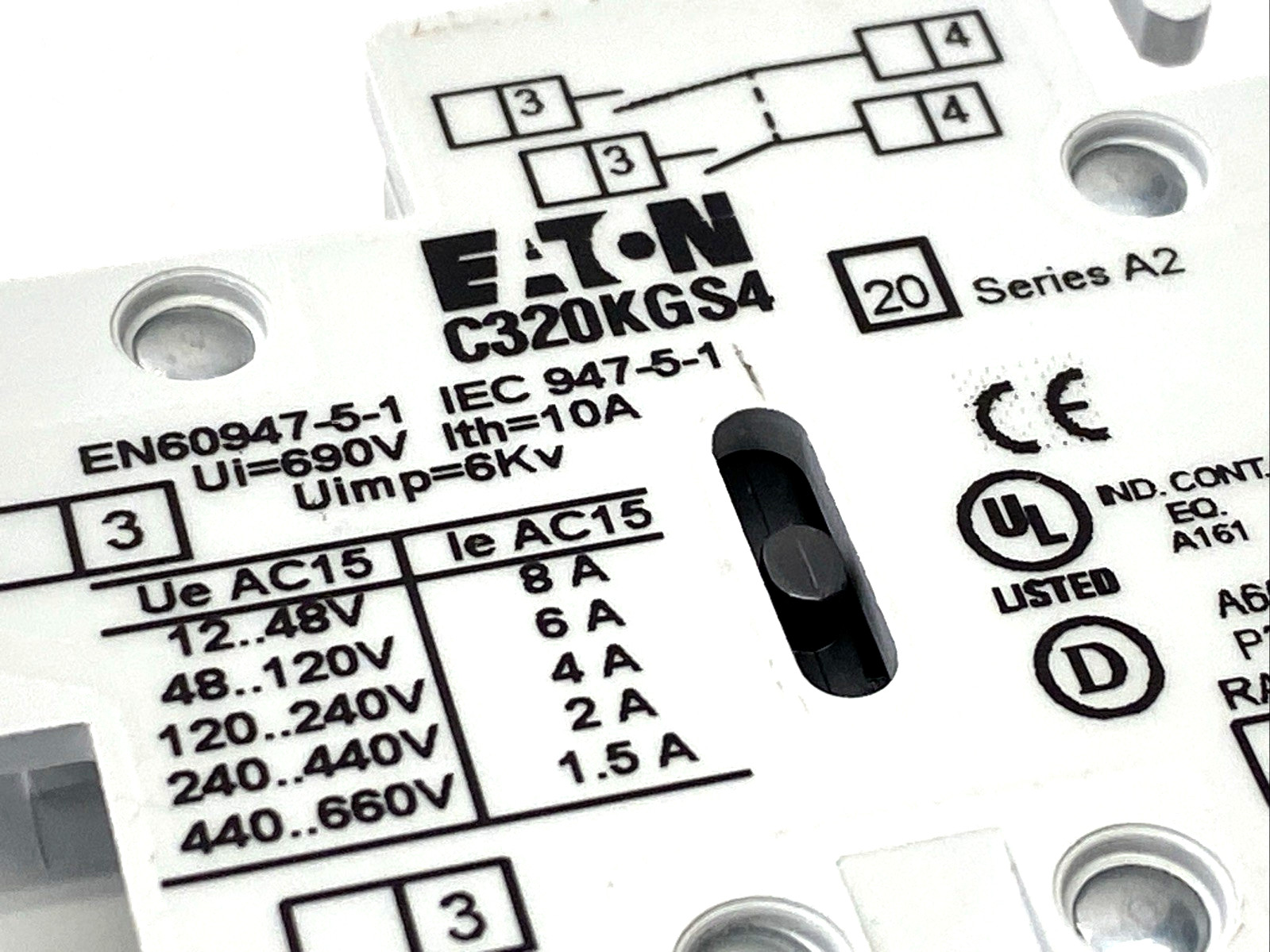 Eaton C320KGS4 Auxiliary Contact 2NO