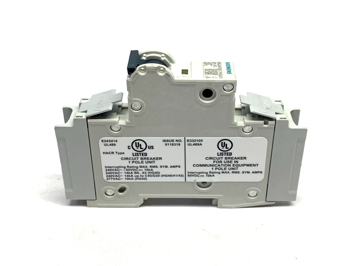 Siemens 5SJ4102-7HG41 Miniature Circuit Breaker 240V 14kA, 1-Pole, C-Trip, 2A