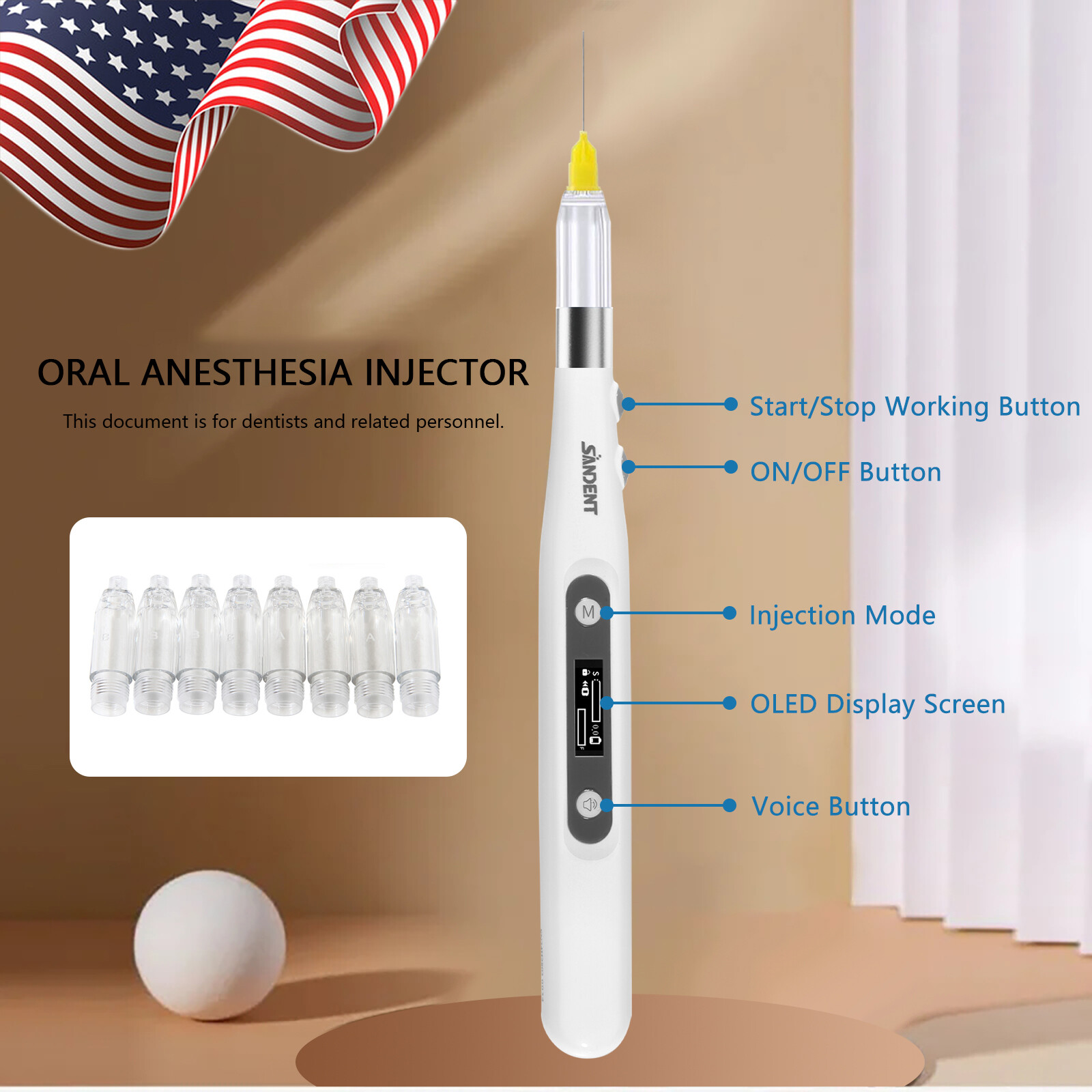 Woodpecker Style Dental Painless Oral Local Anesthesia Device anestesia Pen DE