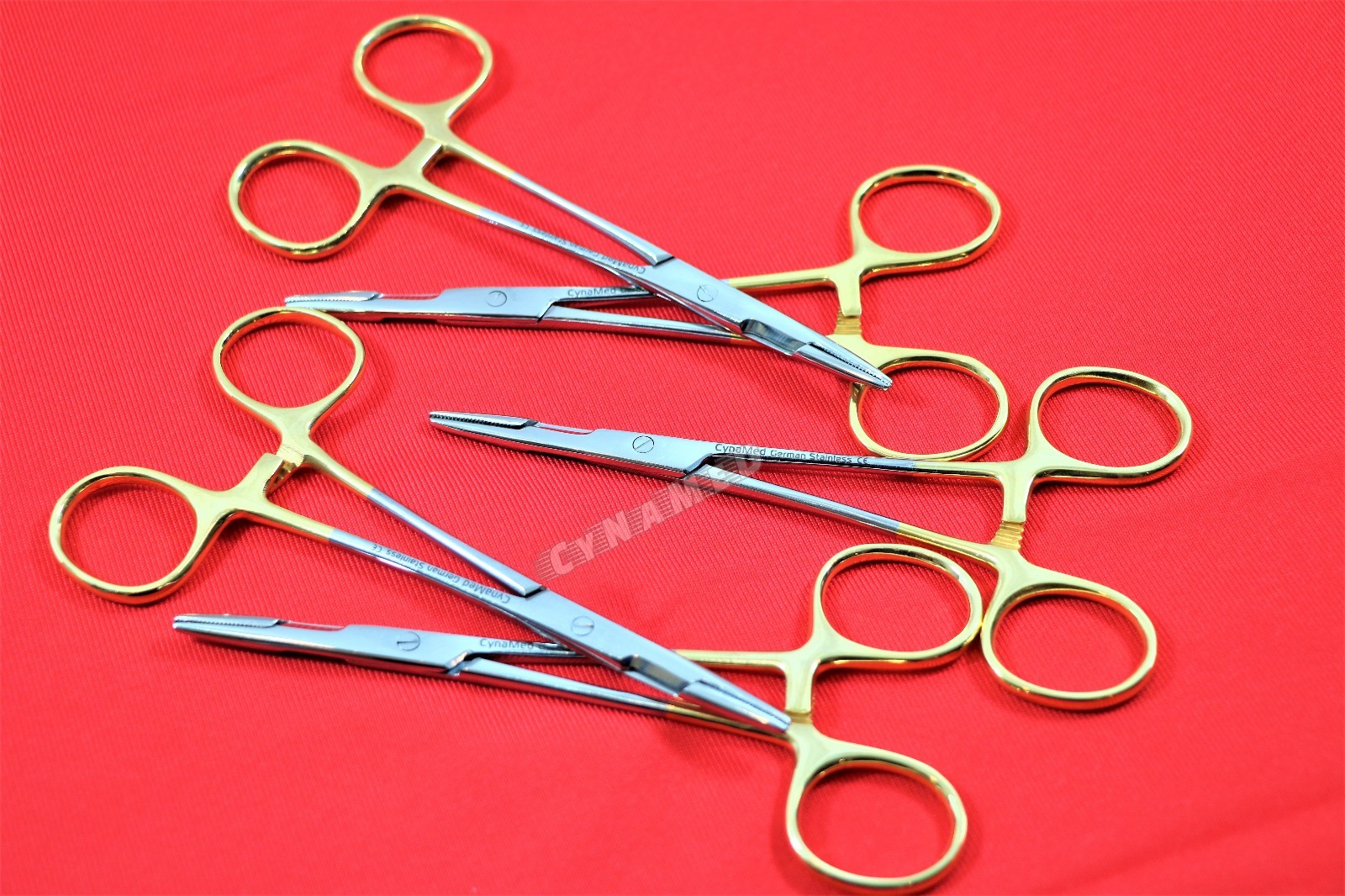 5 EA GOLD HANDLE GERMAN OLSEN HEGAR NEEDLE HOLDERS HEMOSTAT SCISSORS 6.5″ DENTAL
