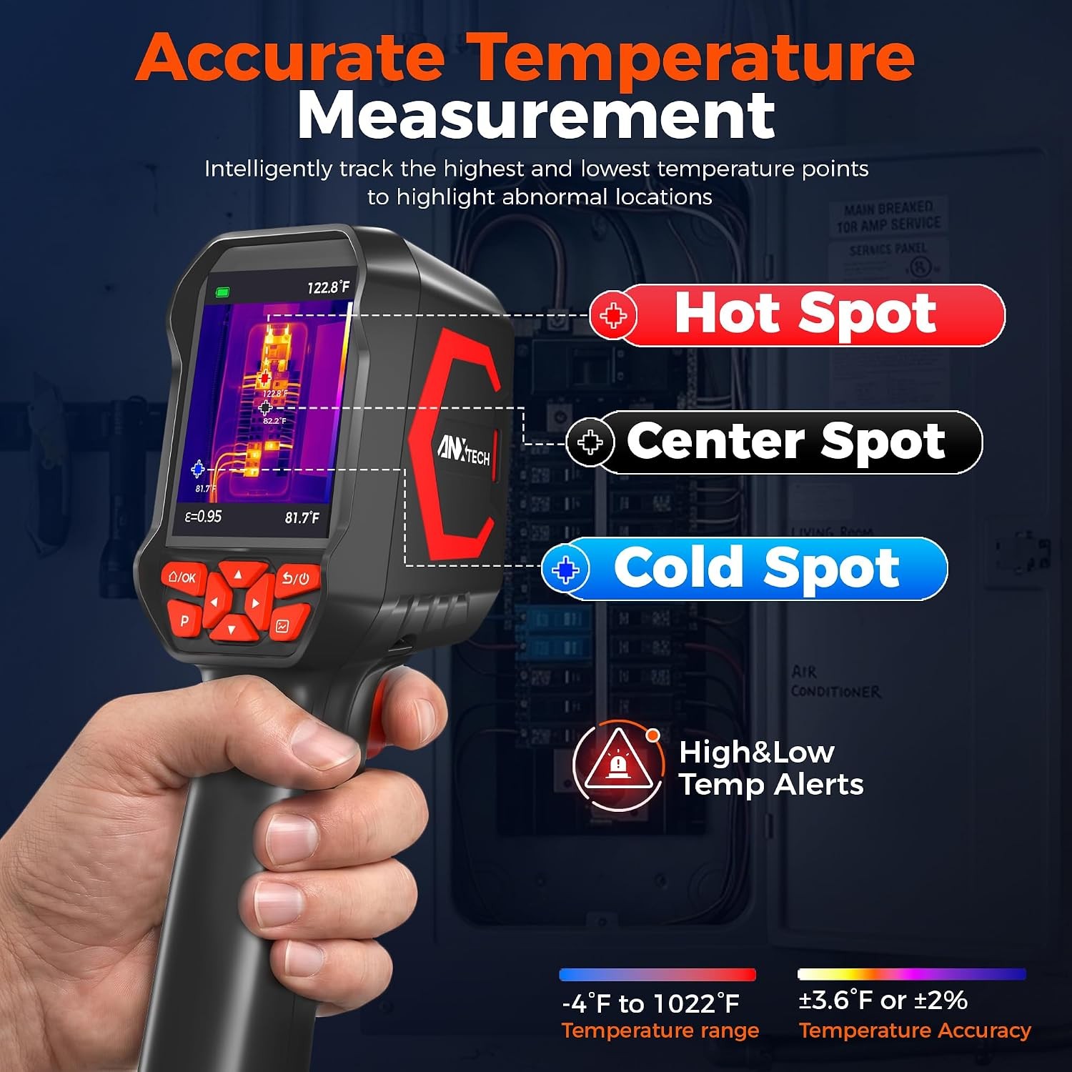 ANXTECH Thermal Camera -4°F~1022°F 2.8″ LCD 192×192 TISR 25Hz IR Imaging