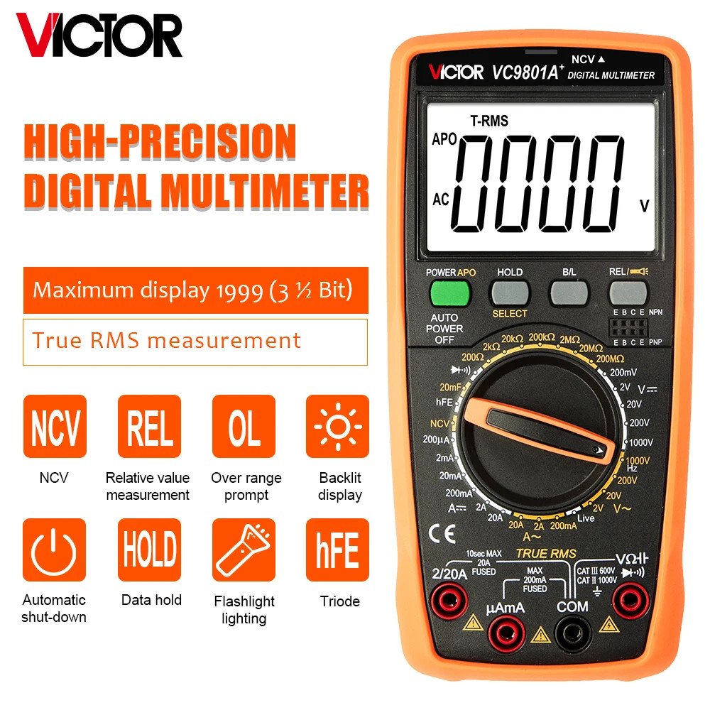 Digital Multimeter Voltage Tester Capacimeter Frequency Temperature Measuring