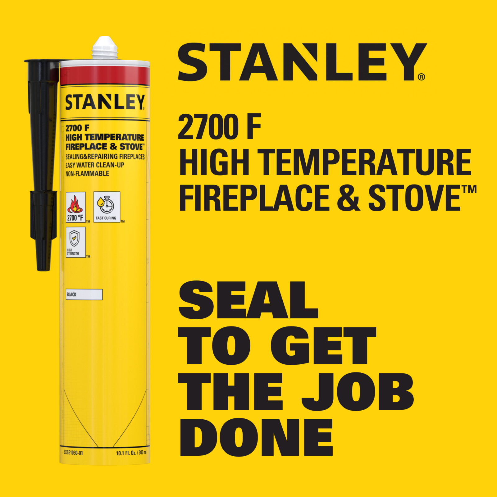 Stanley 2700°F High Temperature Sealant, Fireplace & Stove, 10.1oz 2 Pack Black