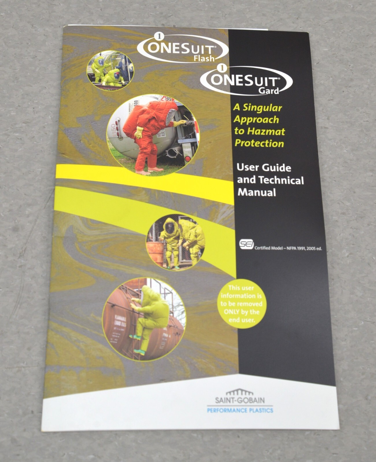 ONESuit Flash Protective Hazmat Suit NFPA 1901,2005 ed X-Large Saint Gobain SEI
