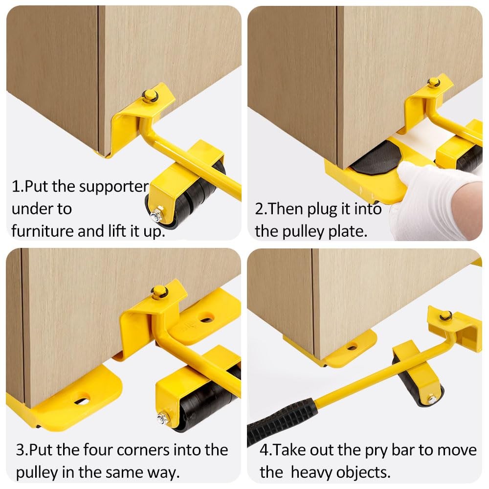 Furniture Lifter Mover Tool Set with Wheels Heavy Duty Moving Dolly Kit for S