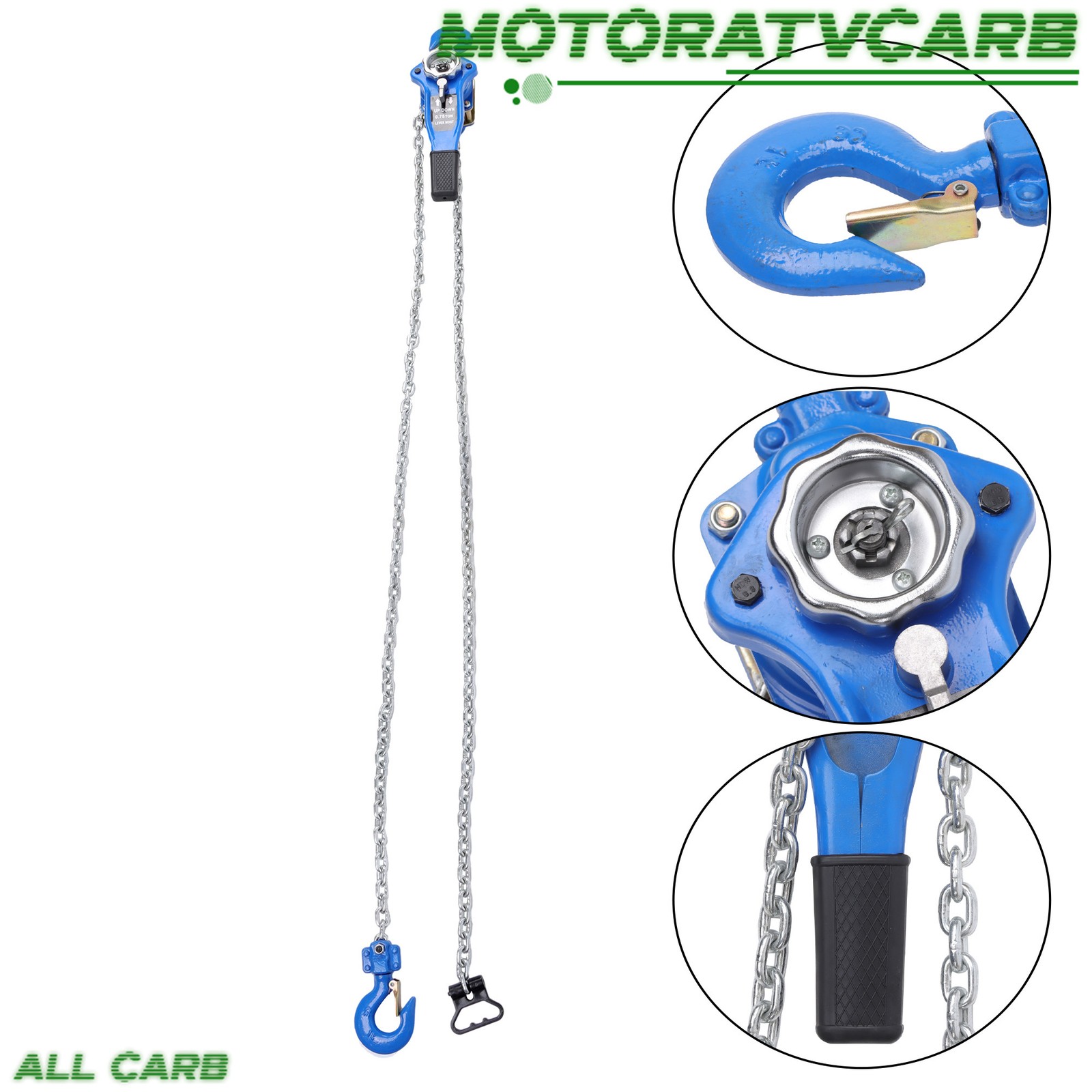 ALL-CARB 10FT Manual Lever Chain Hoist 3/4T 1650 Lbs Capacity Chain Come Along