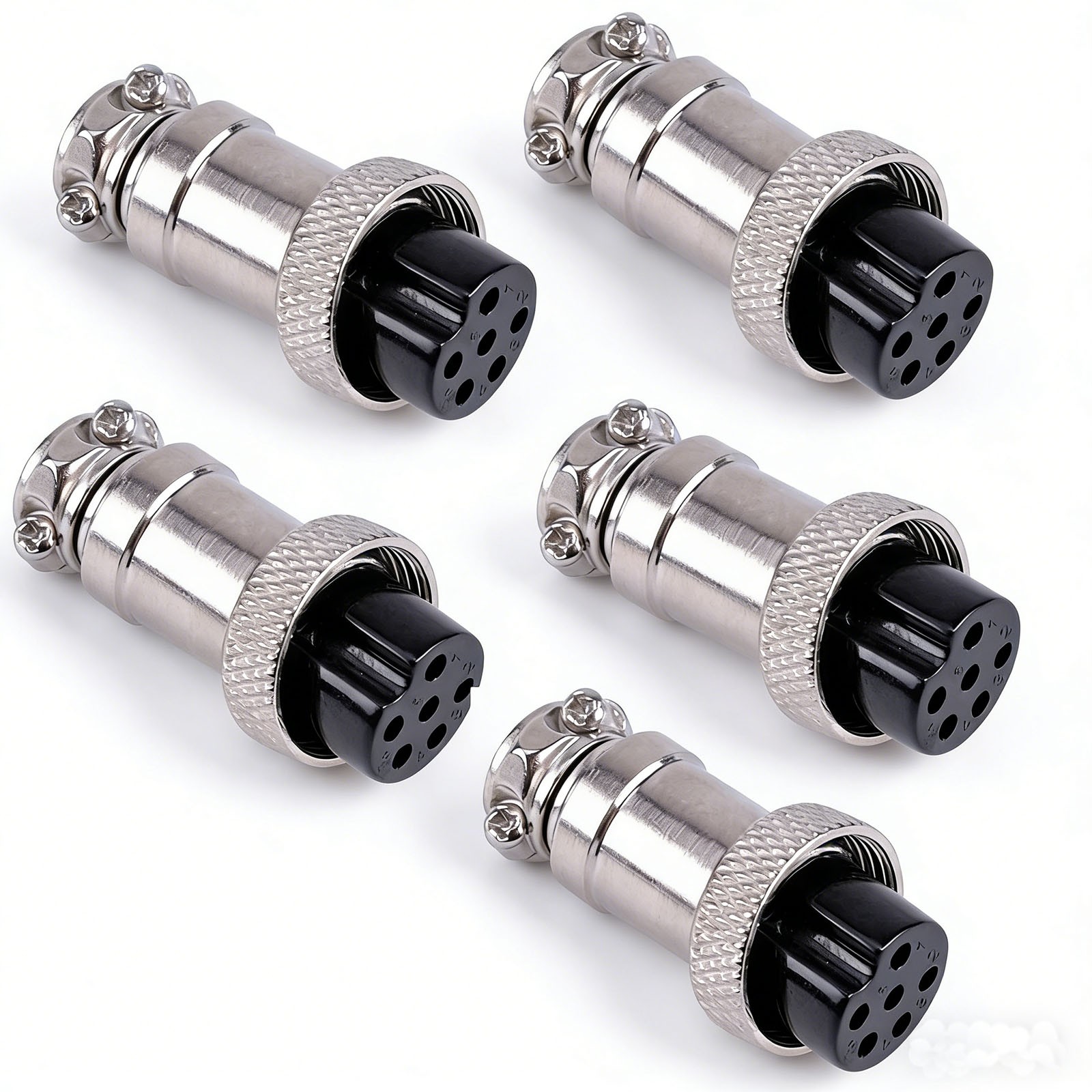 5PCS C-6 6 PIN FEMALE METAL MICROPHONE MIC CONNECTOR PLUG