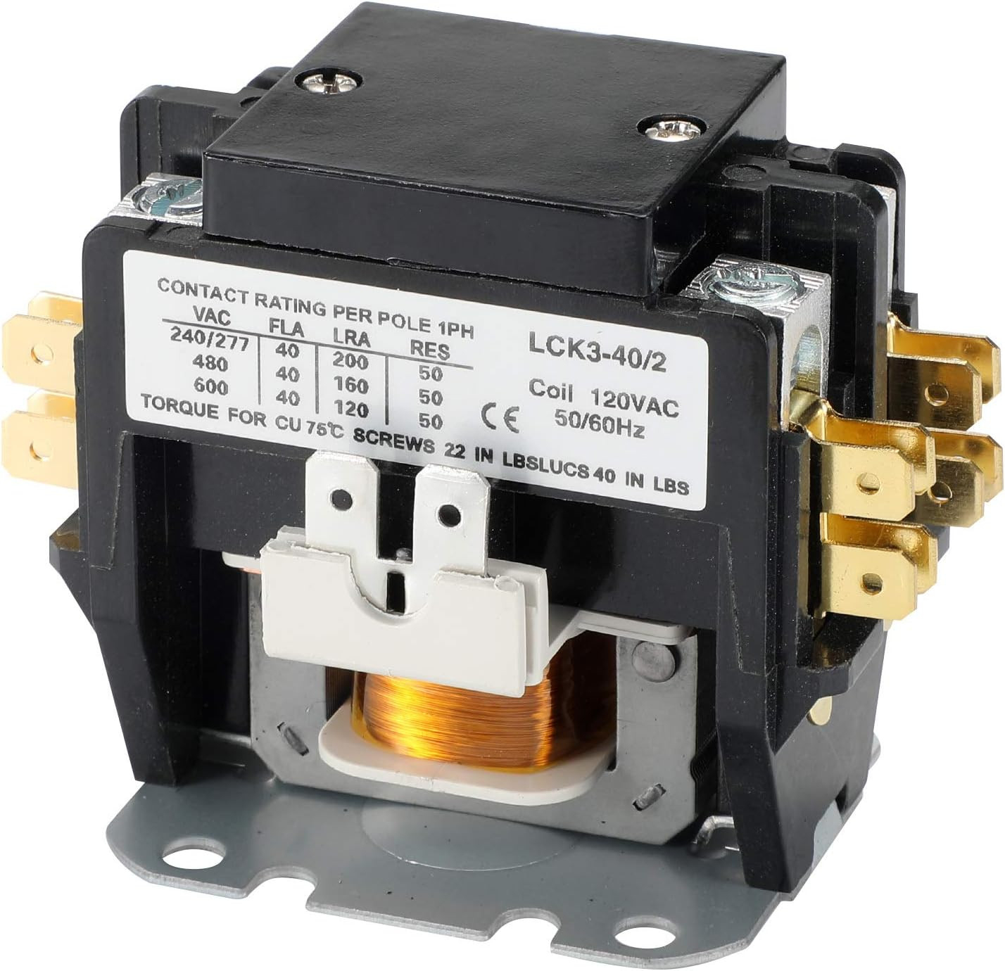 120V Coil 2 Pole Fla 40 Amp Definite Purpose Ac Contactor