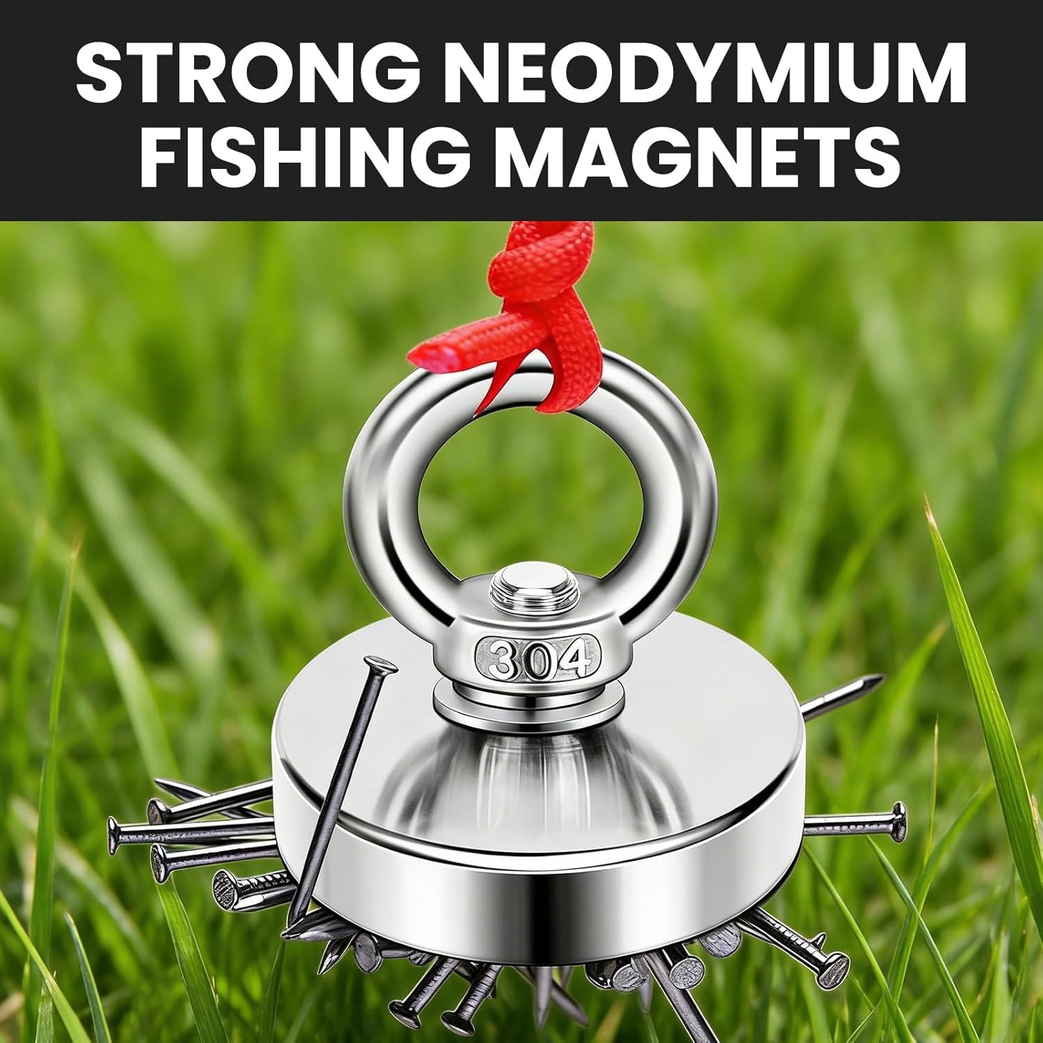 150 Lb Neodymium Fishing Magnet 1.42 Inch with Eyebolt for Salvage & Retrieval