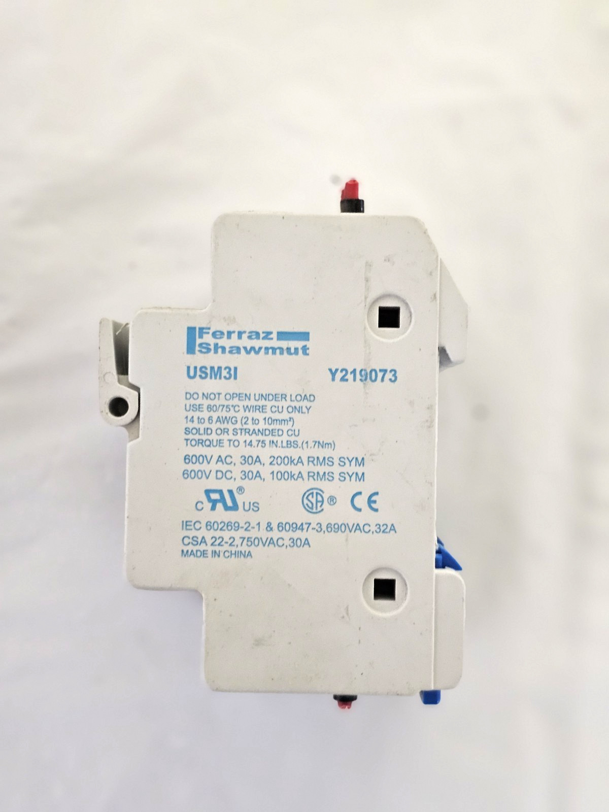 Ferraz Shawmut USM3I / Y219073 IEC: 60269-2-1 & 60947-3, 600 VAC&DC 30 A