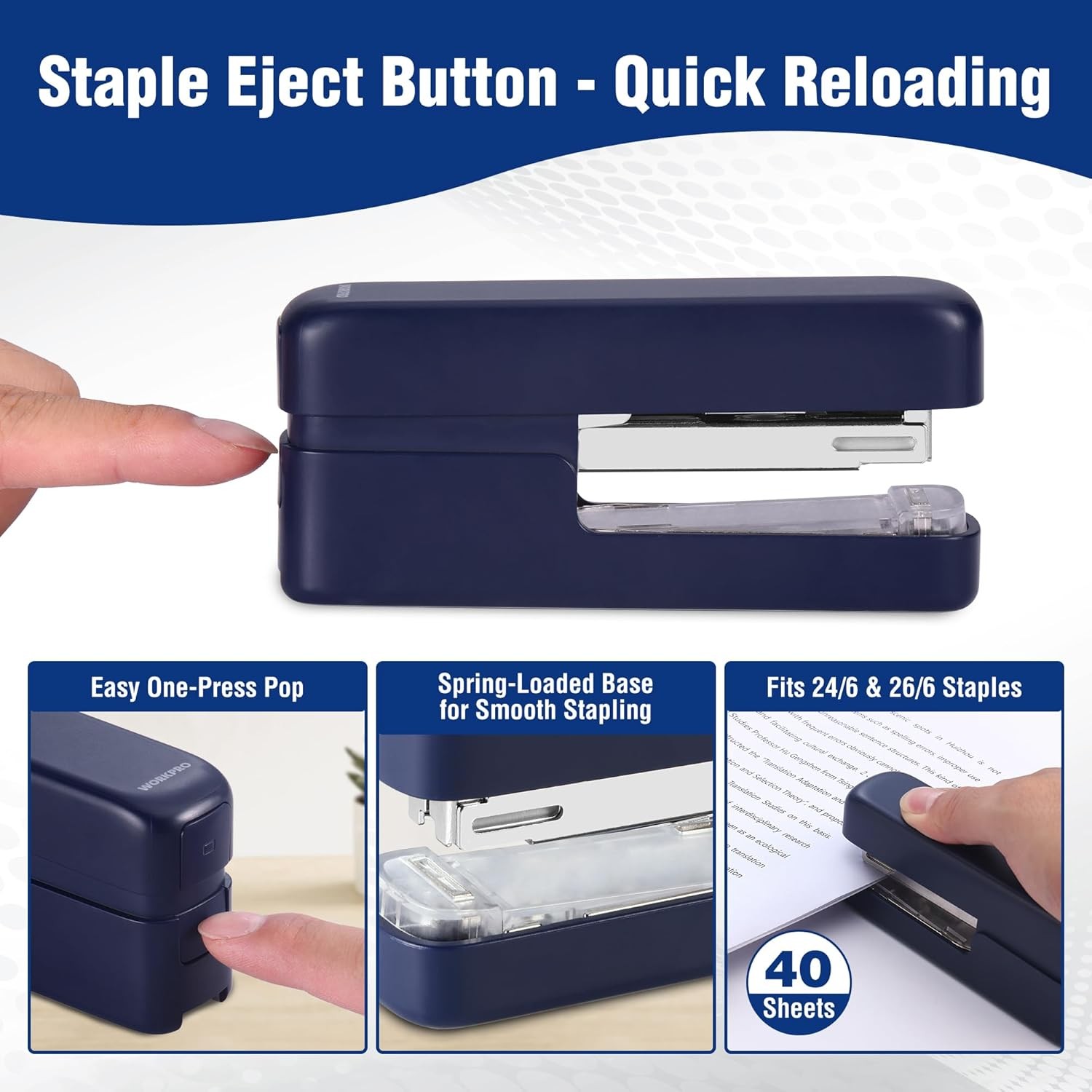 WORKPRO 2-in-1 Stapler with 2000 Staples & Staple Remover 40 Sheet Capacity USA