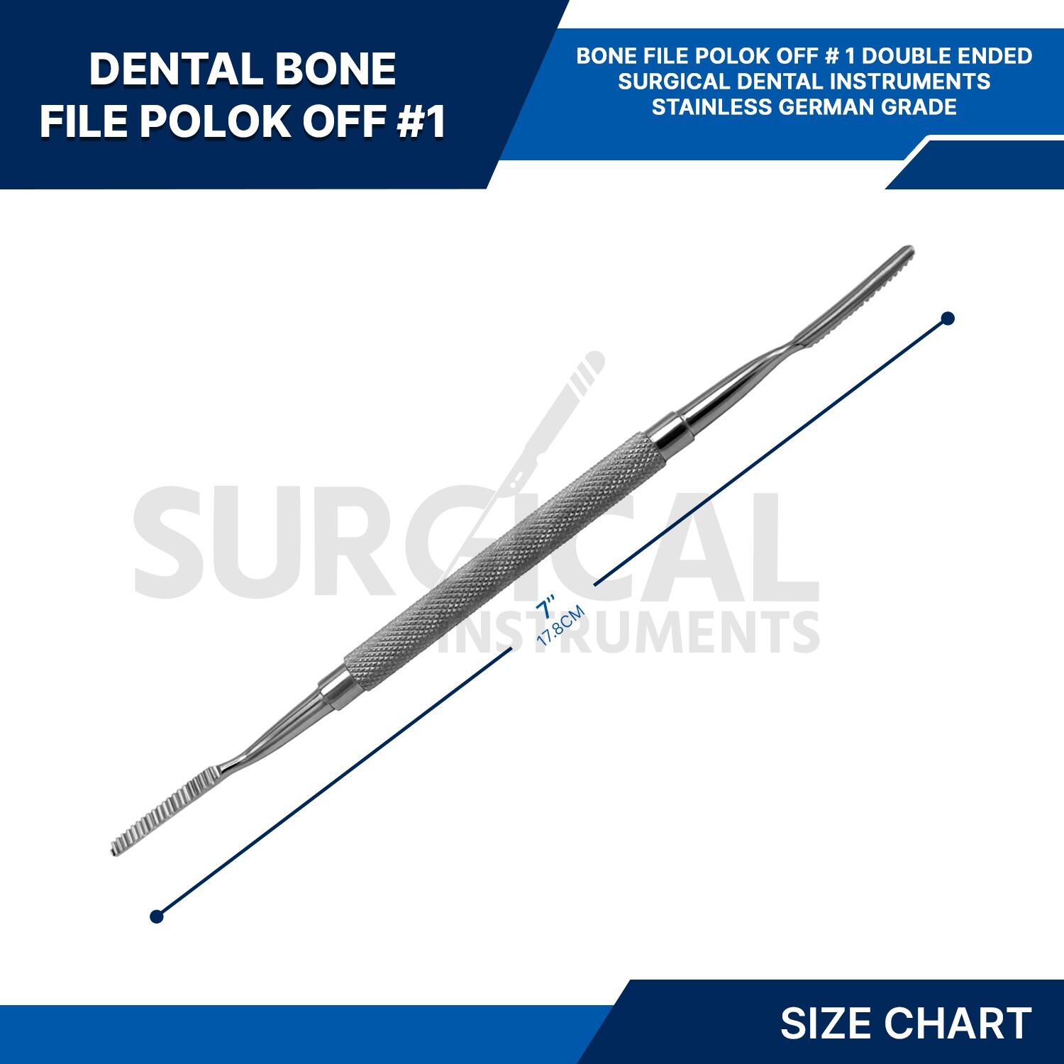 Bone File POLOKOFF #1 ENT Surgical Dental Instruments Stainless German Grade